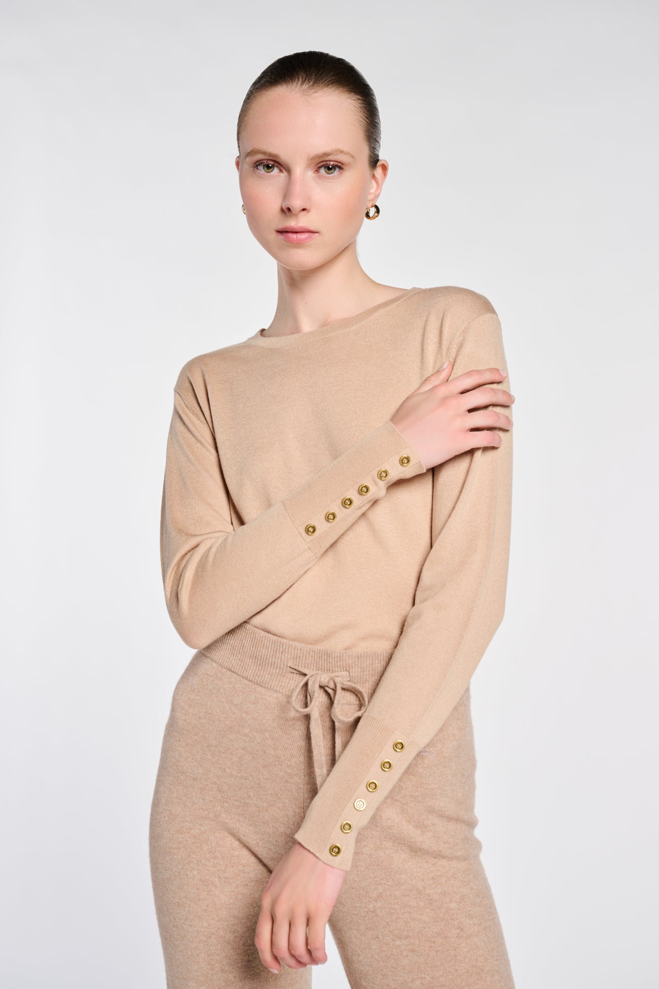 Pull col rond en soie et cachemire