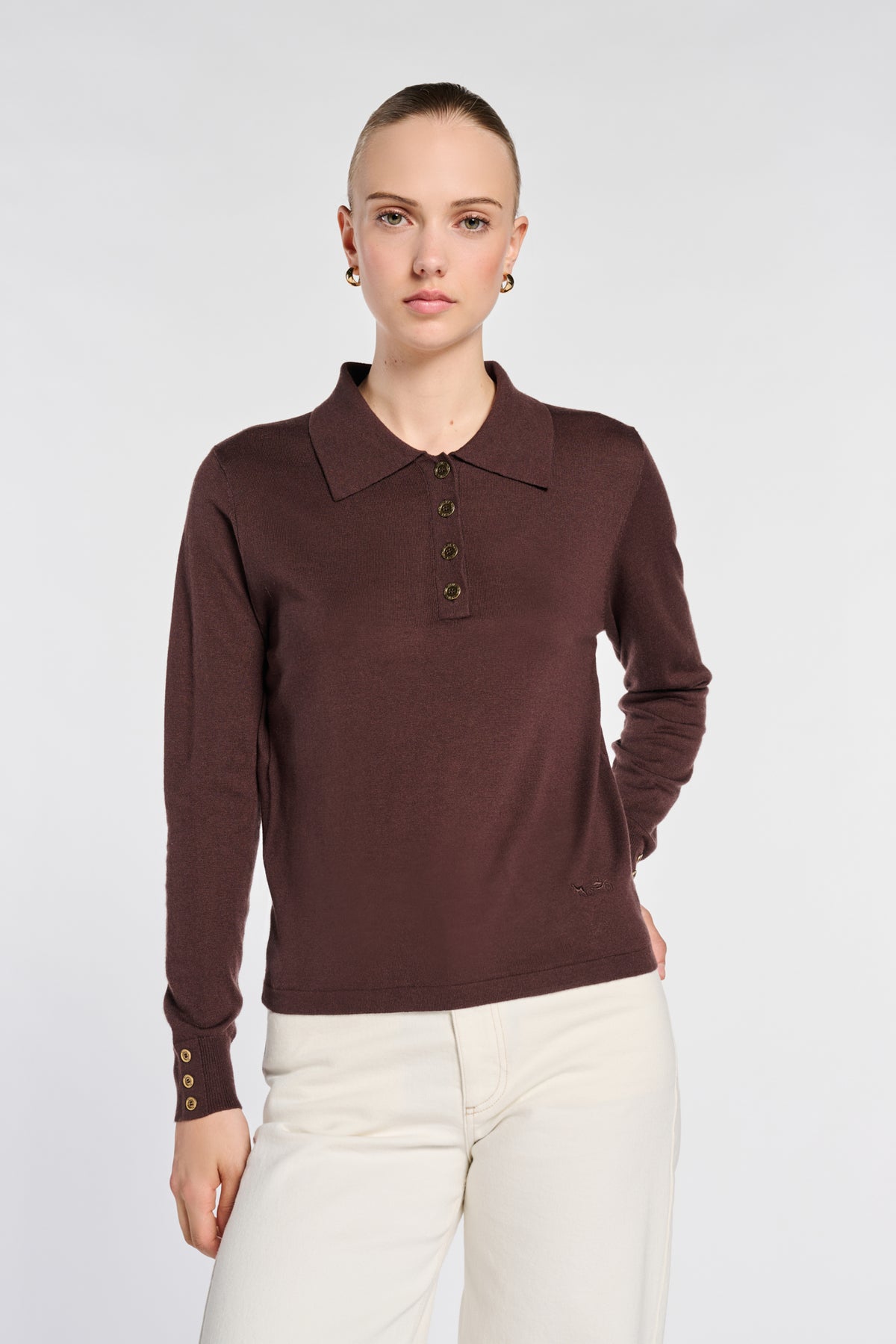 Silk and cashmere polo sweater