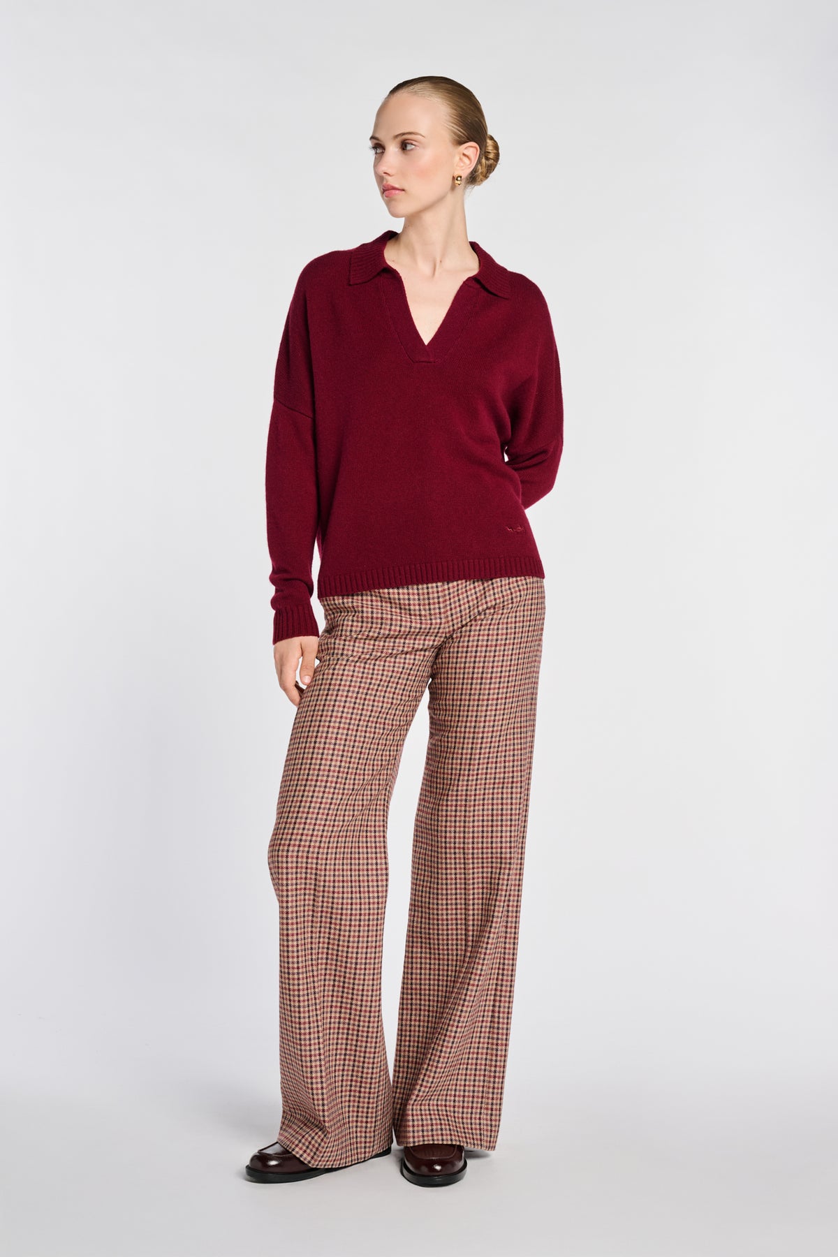 Pull polo en laine mélangée