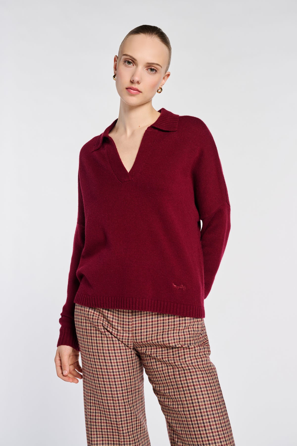 Pull polo en laine mélangée