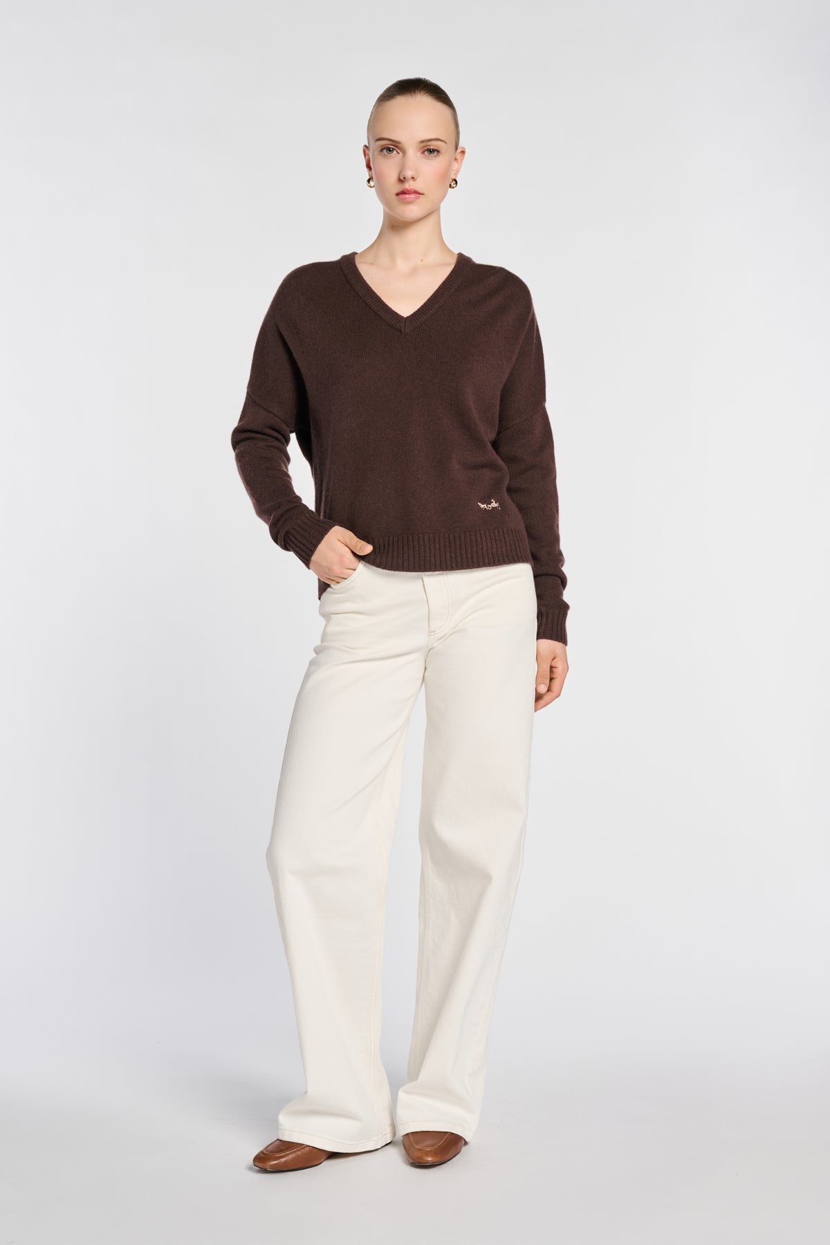 V-neck wool-blend sweater