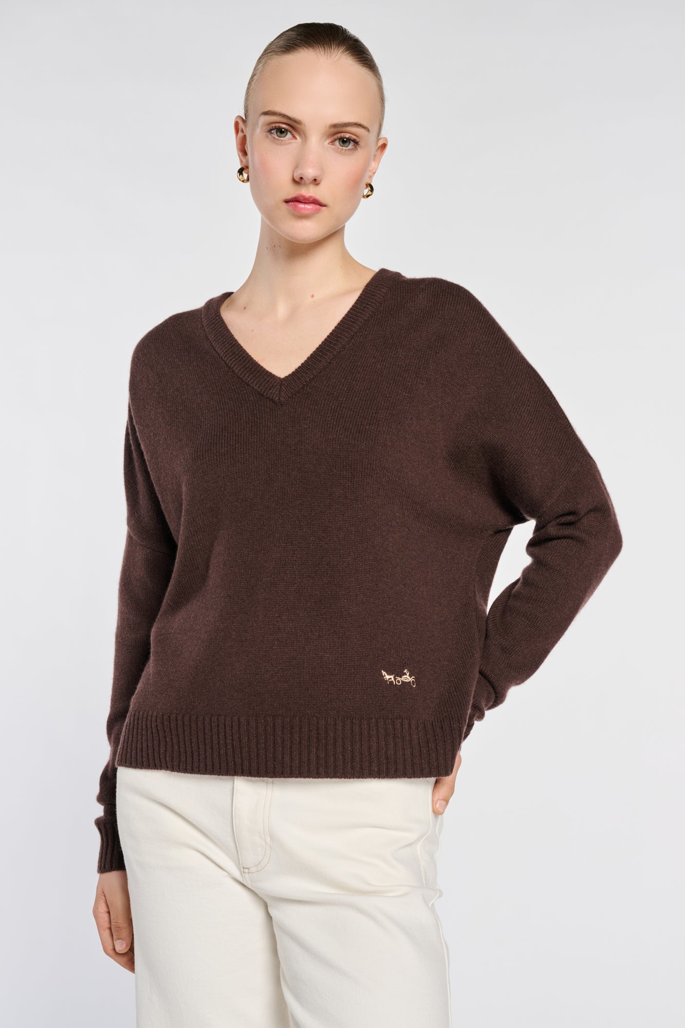 V-neck wool-blend sweater