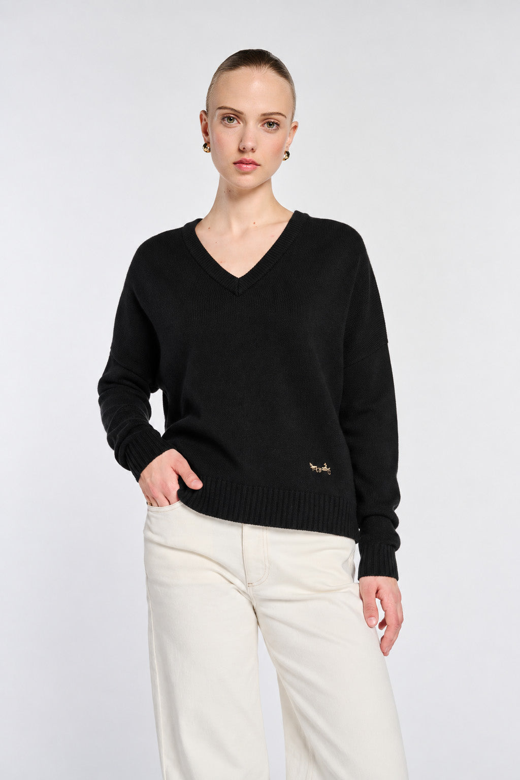 Pull col V en laine mélangé