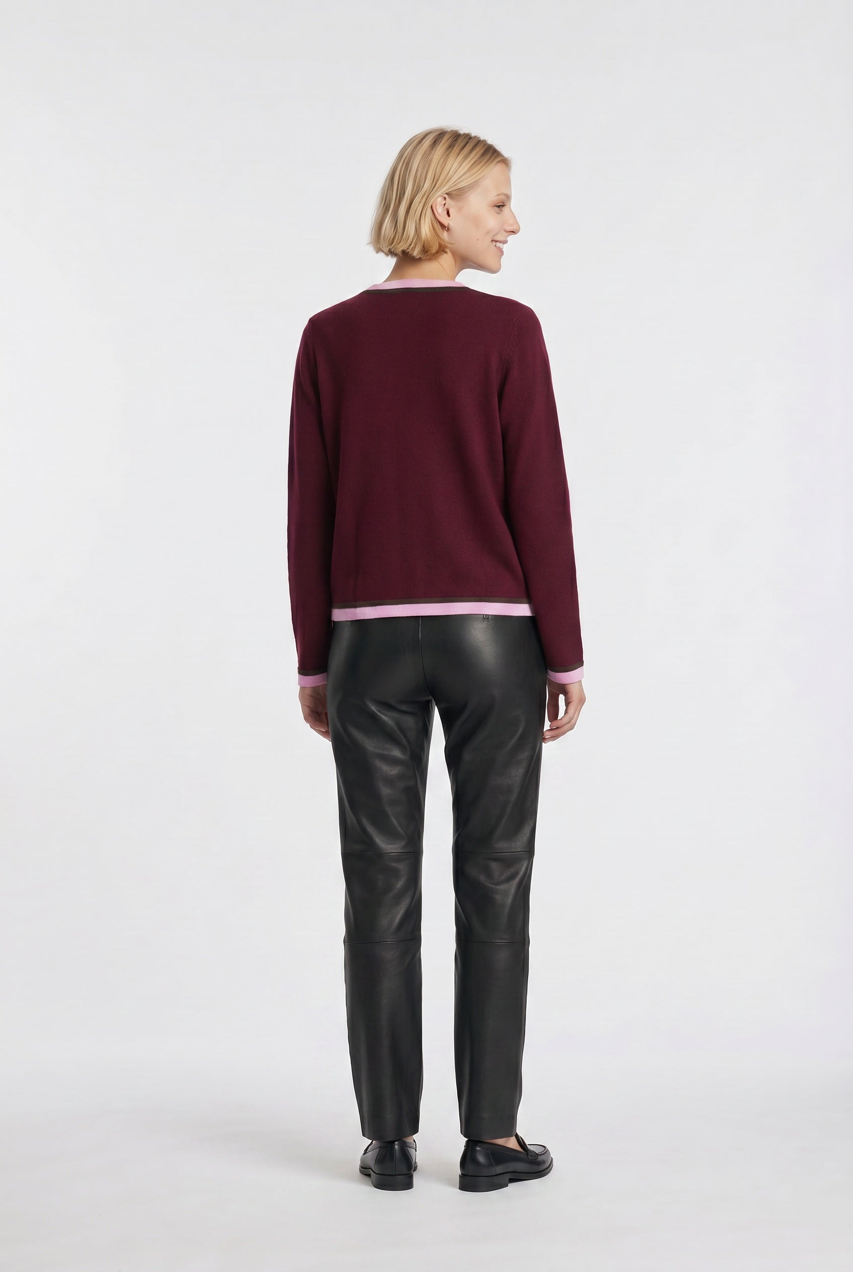 Two-tone cashmere-blend cardigan