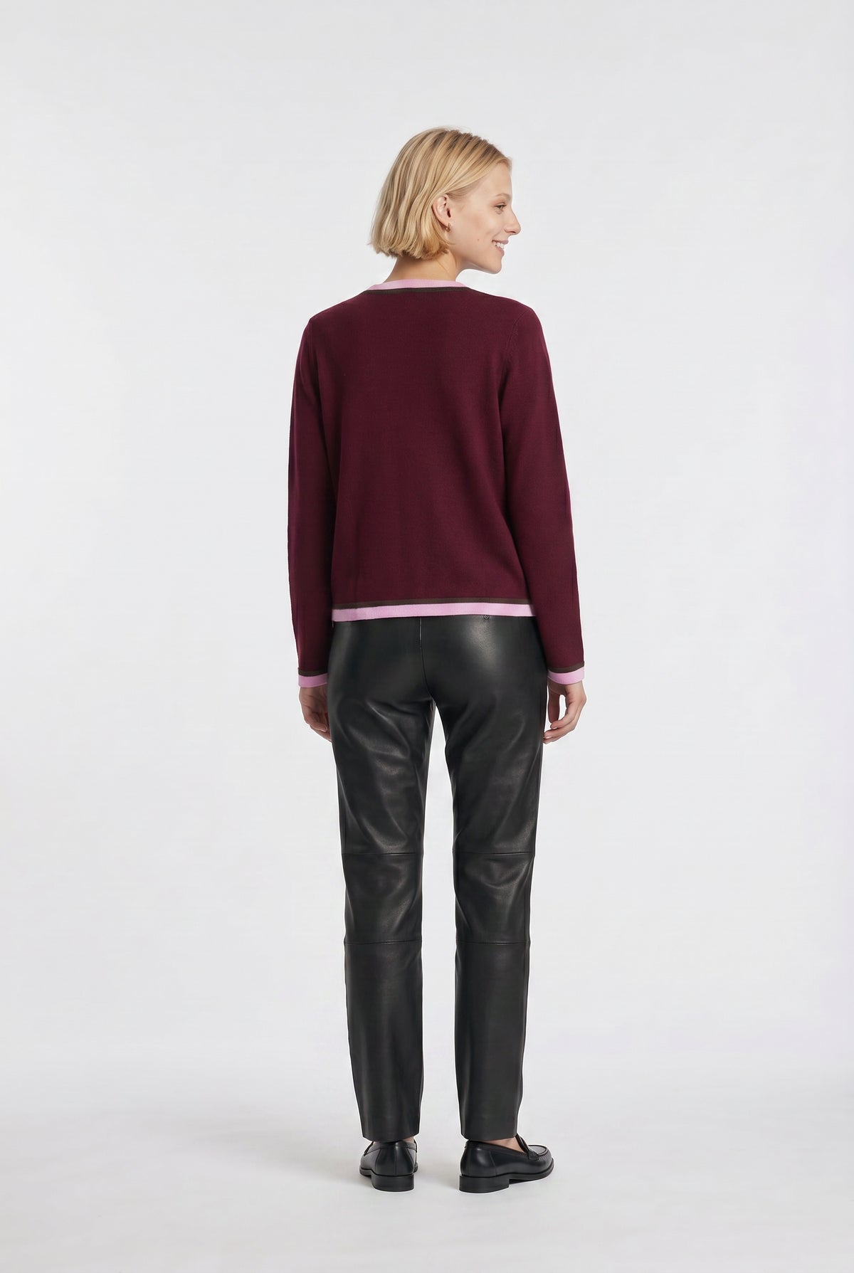 Cardigan bicolore en cachemire mélangé