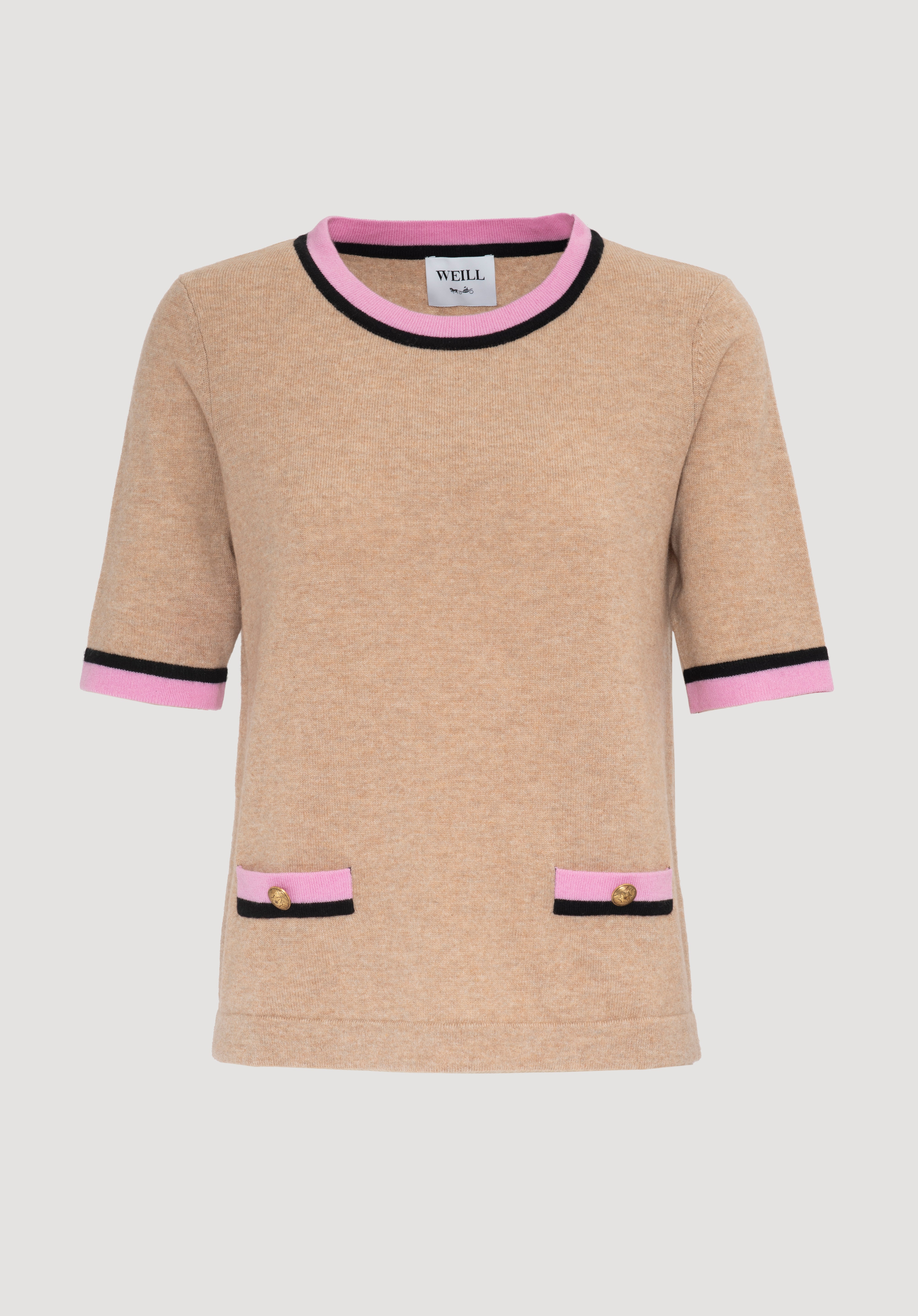 Short-sleeved cashmere-blend sweater
