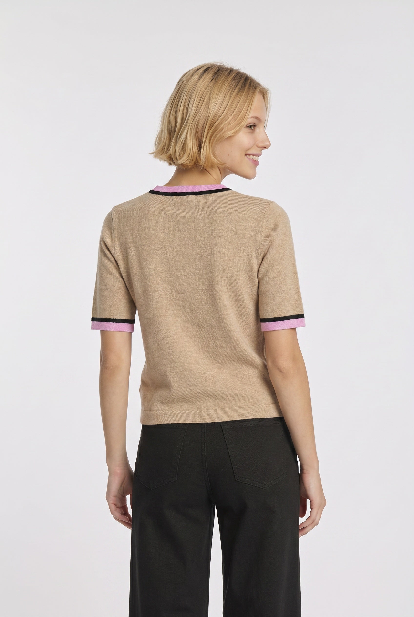 Short-sleeved cashmere-blend sweater