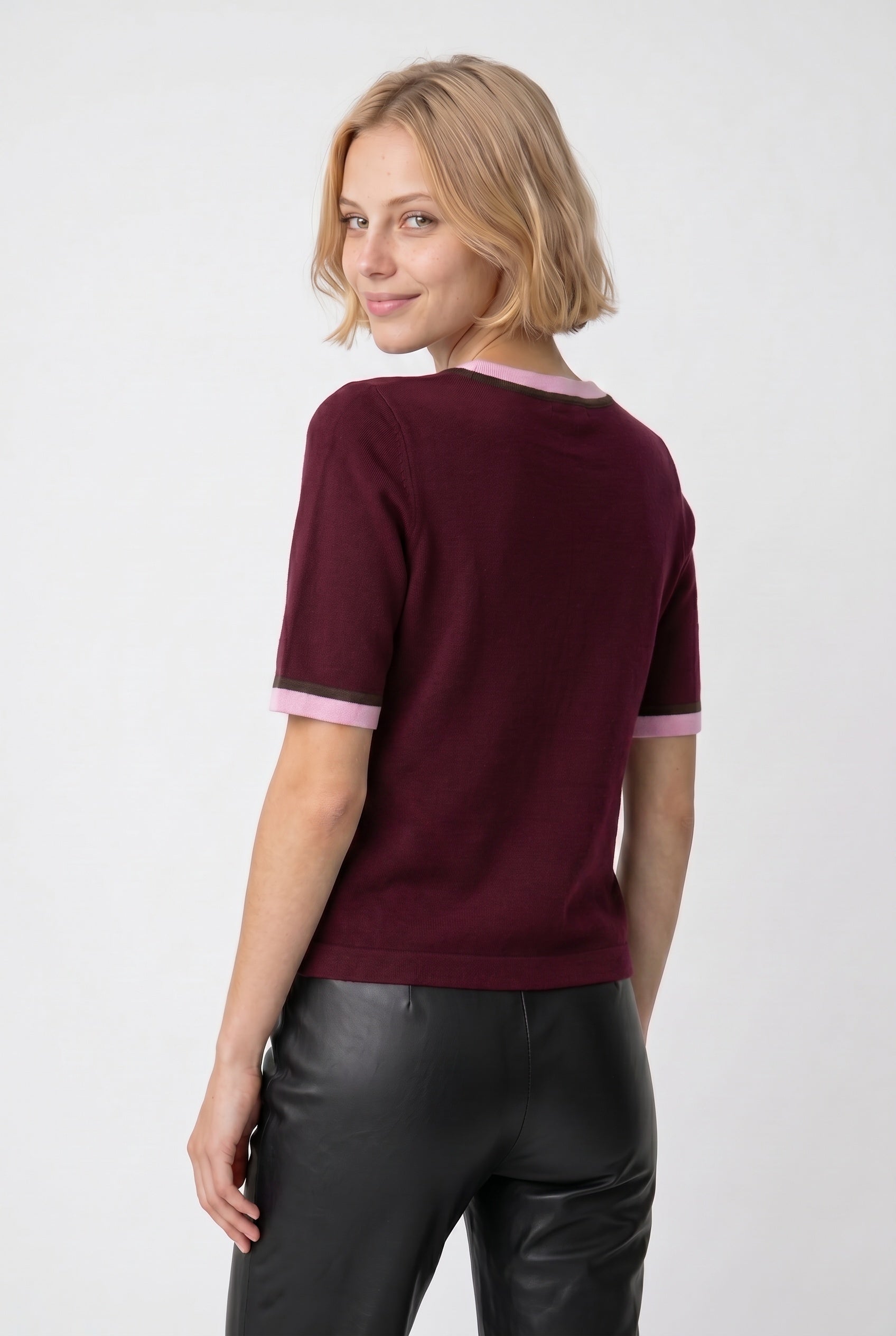 Short-sleeved cashmere-blend sweater