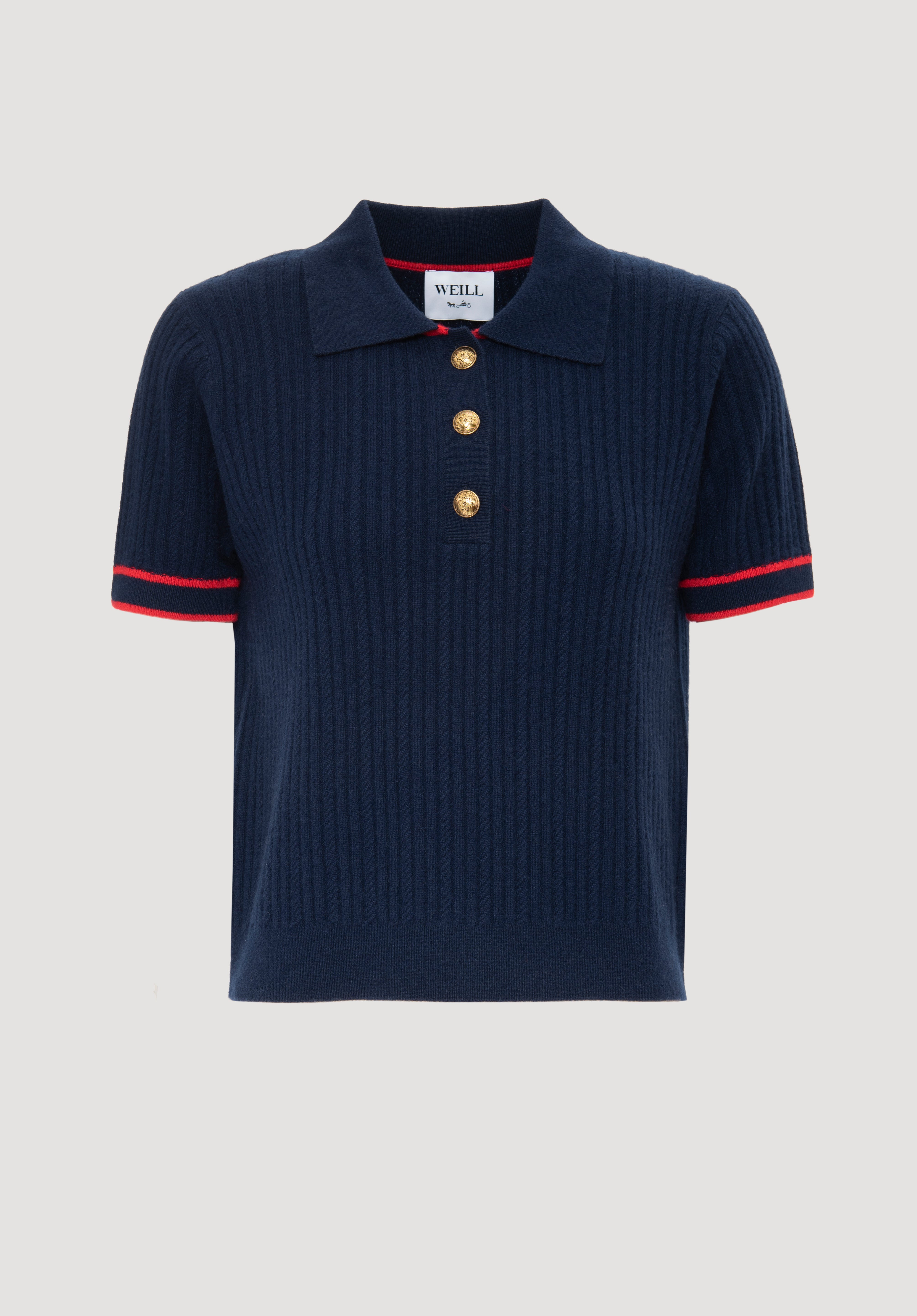 Pull polo en maille côtelée