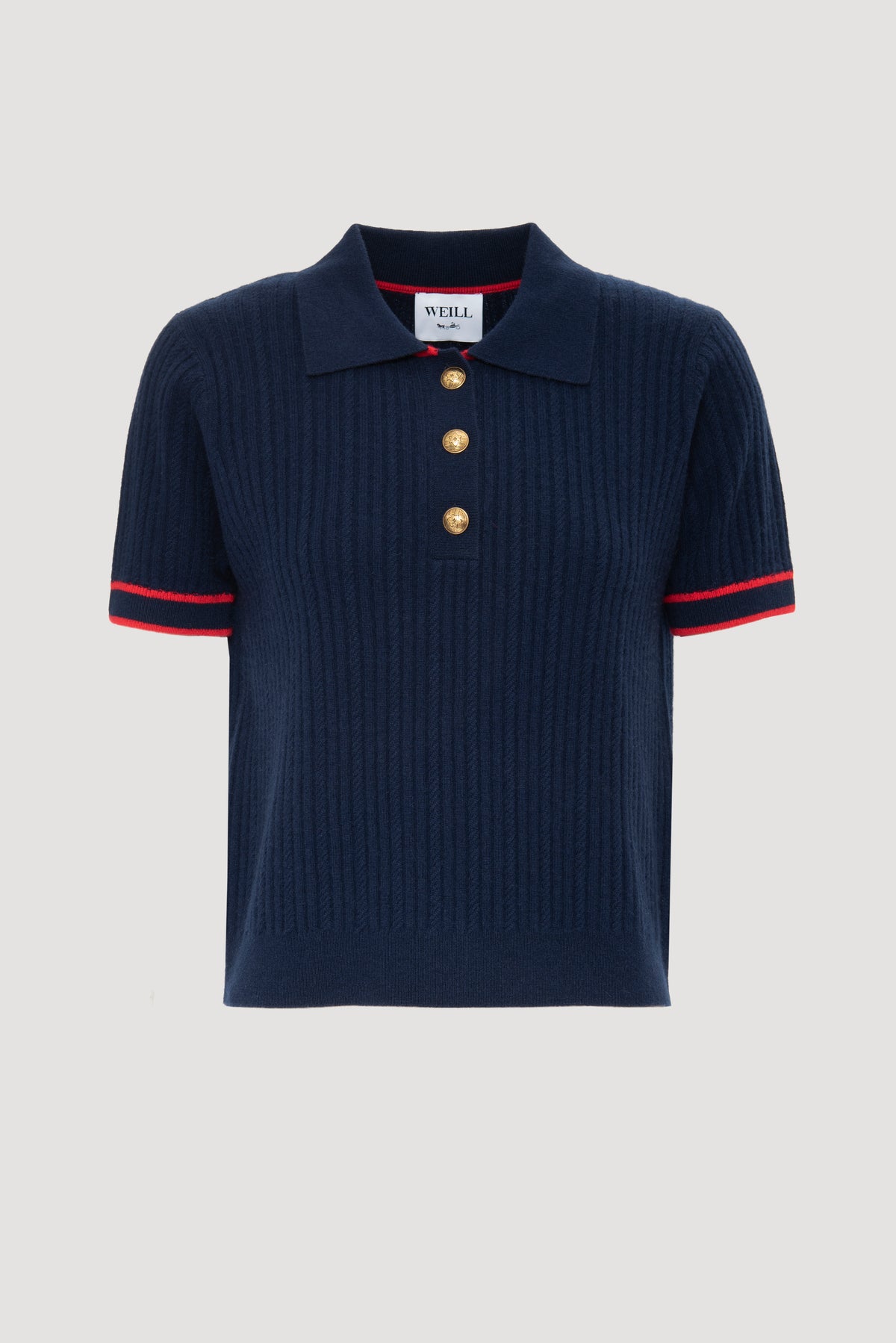 Pull polo en maille côtelée