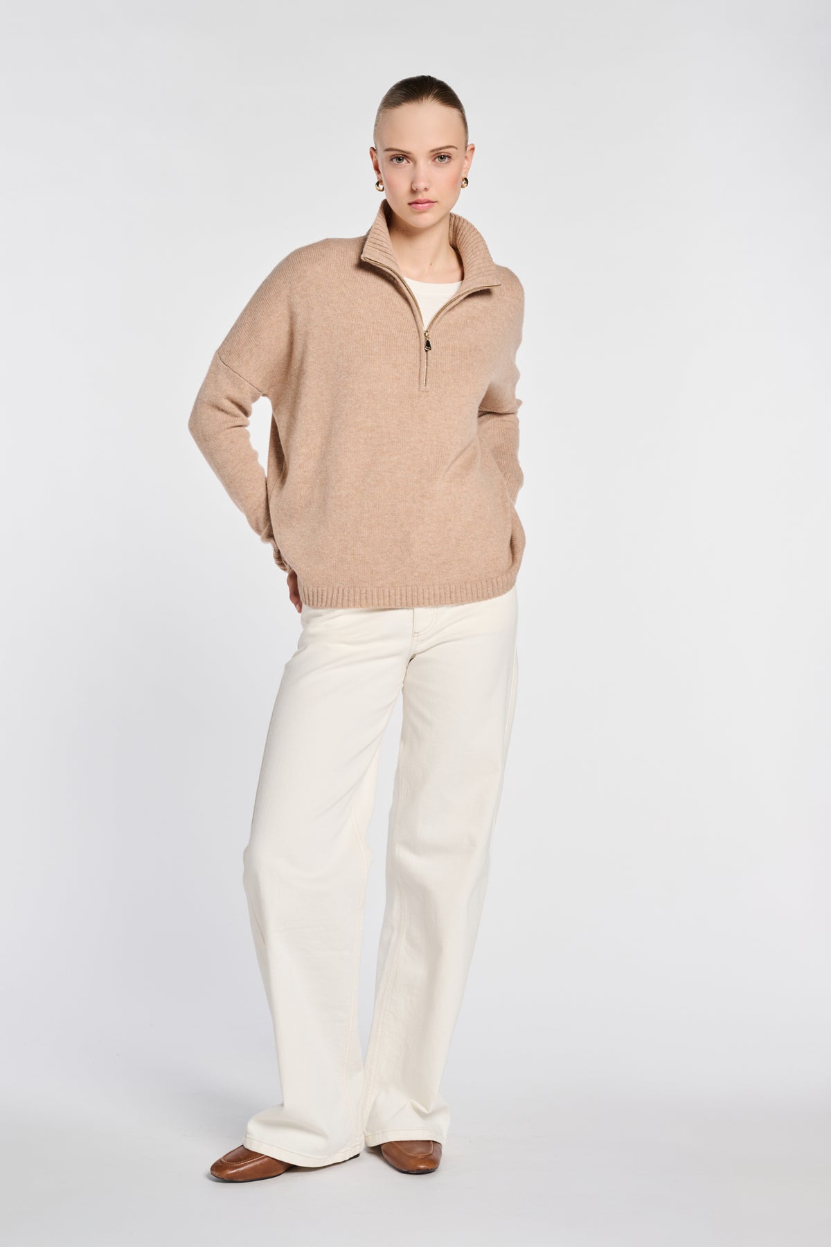 Wool blend half-zip sweater