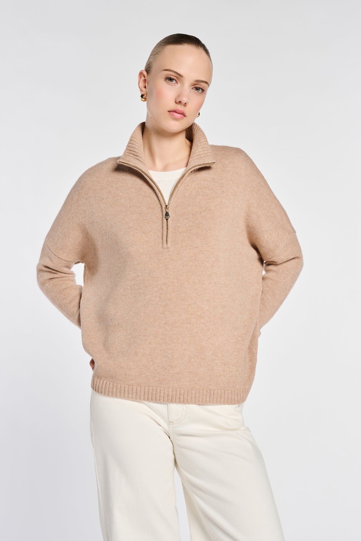 Wool blend half-zip sweater