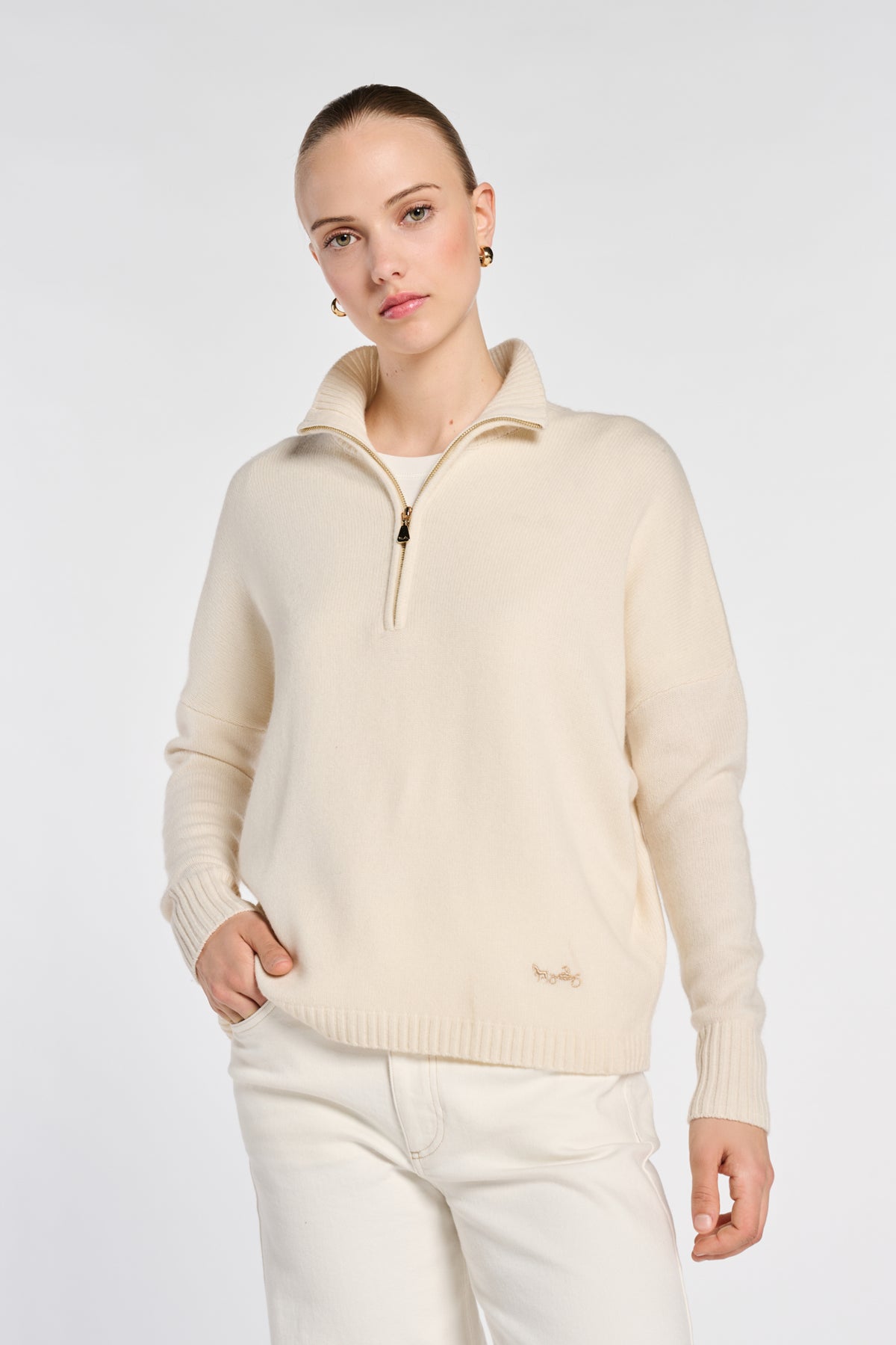 Wool blend half-zip sweater