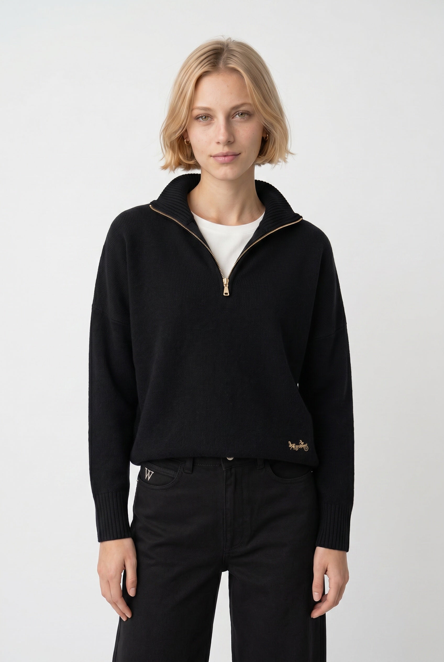 Wool blend half-zip sweater