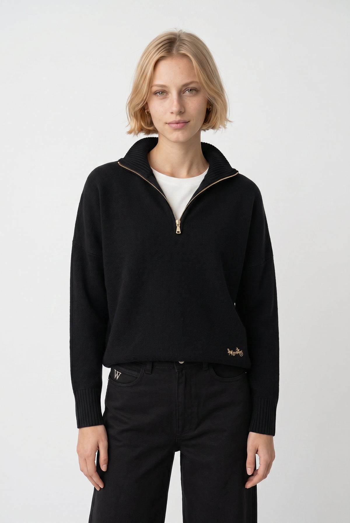 Wool blend half-zip sweater
