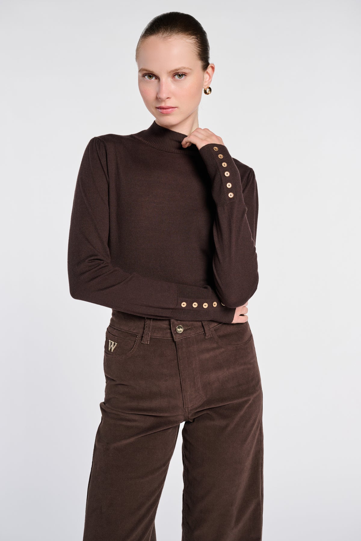 Pull col montant en cachemire et soie