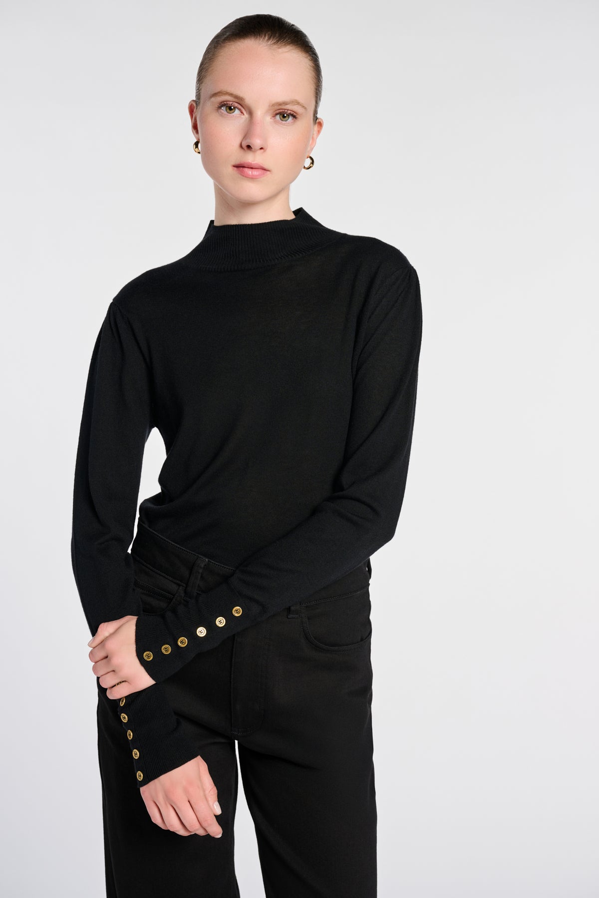 Pull col montant en cachemire et soie