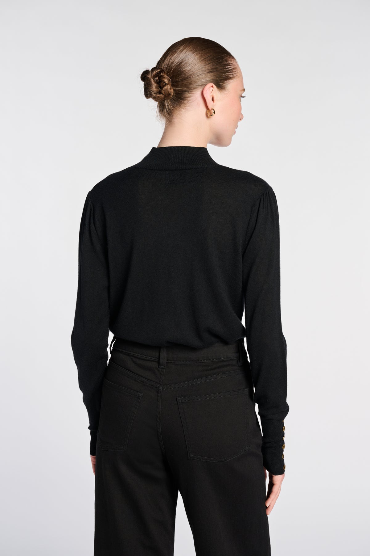 Pull col montant en cachemire et soie
