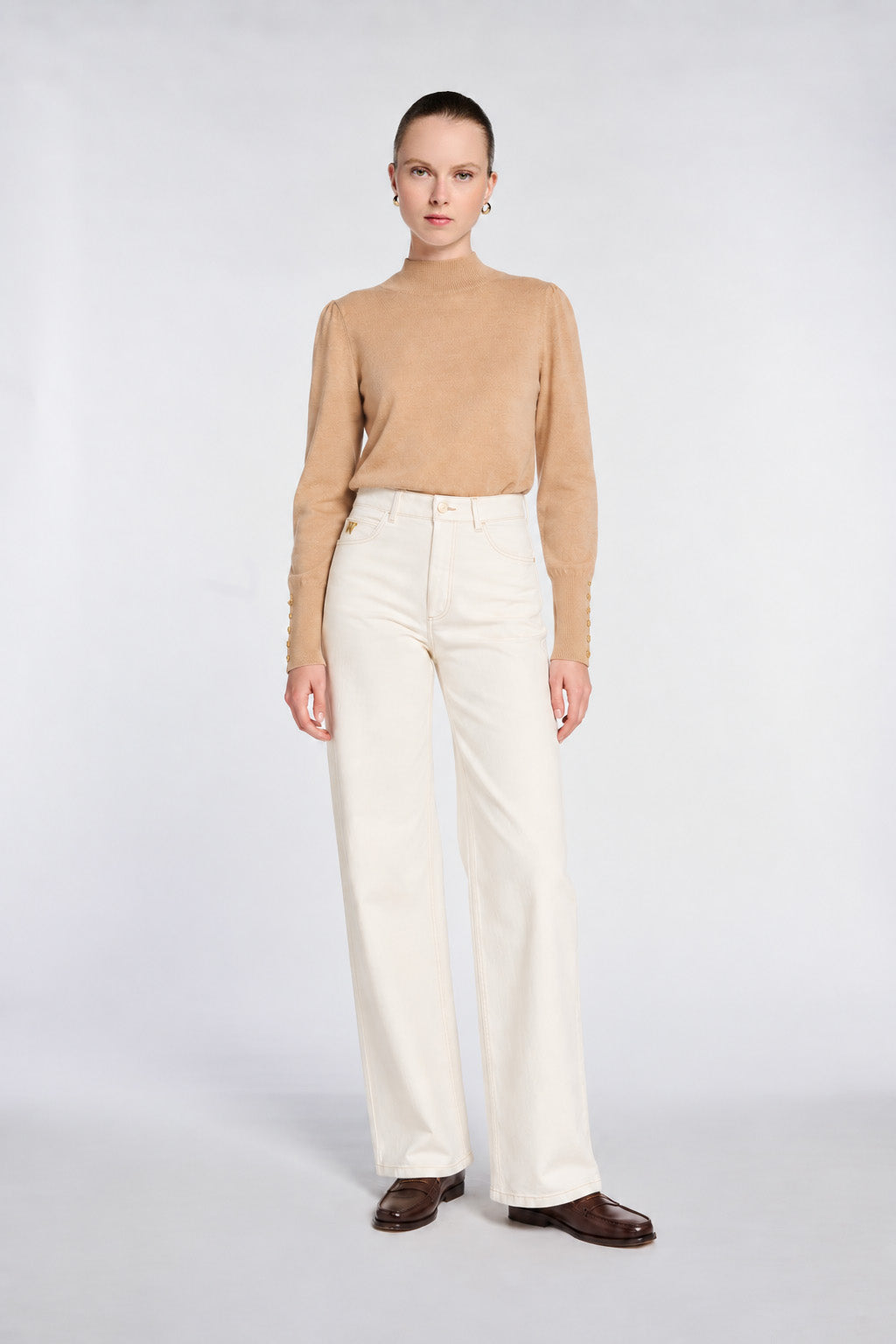 Pull col montant en cachemire et soie
