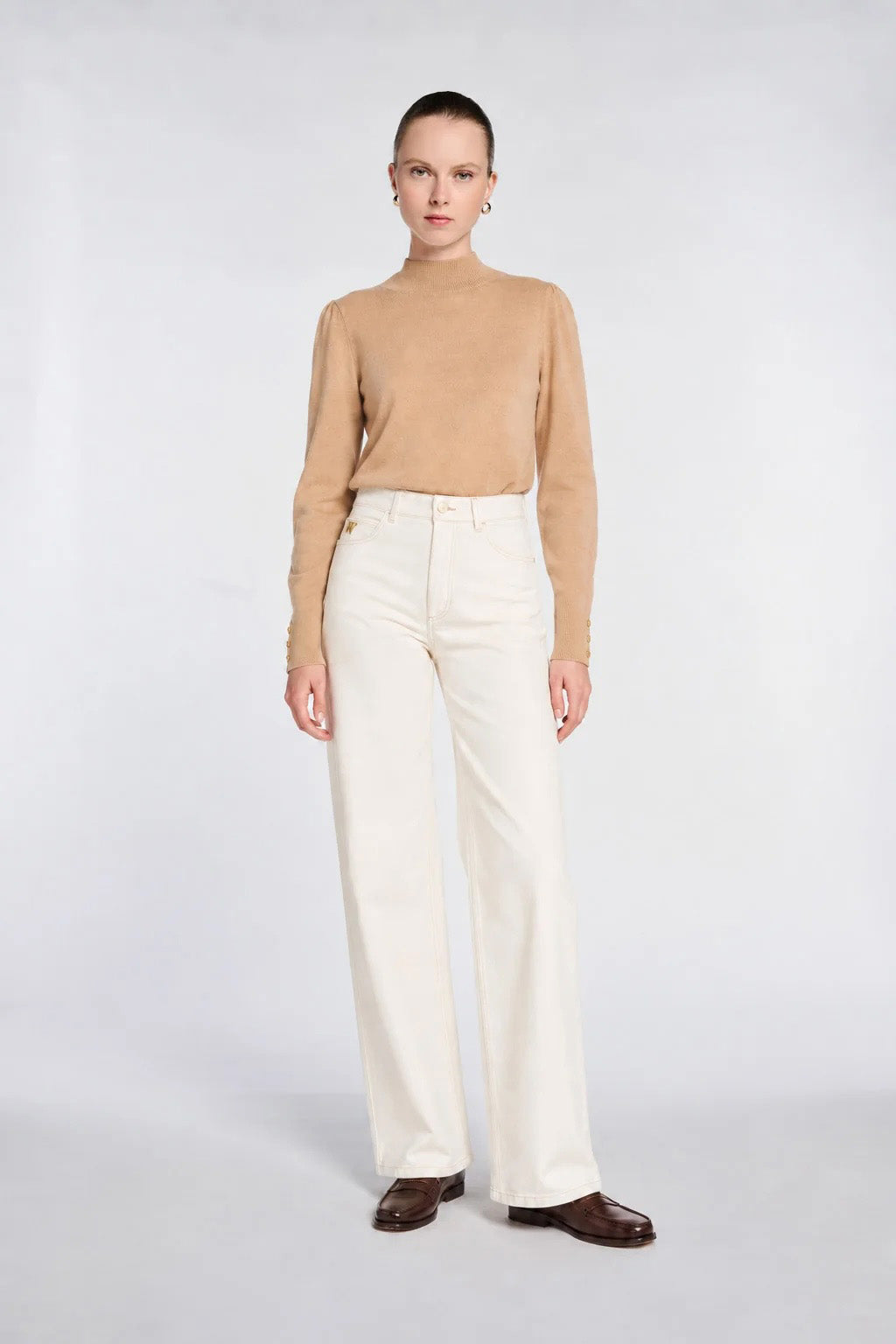 Pull col montant en cachemire et soie