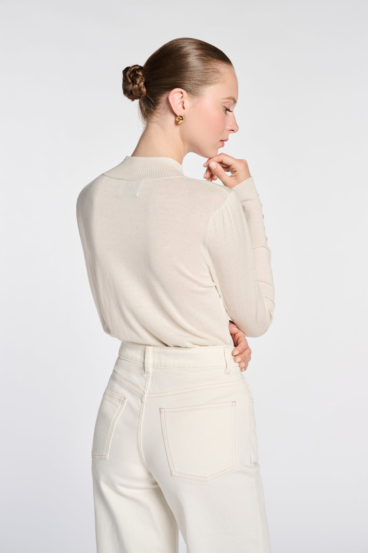 Pull col montant en cachemire et soie