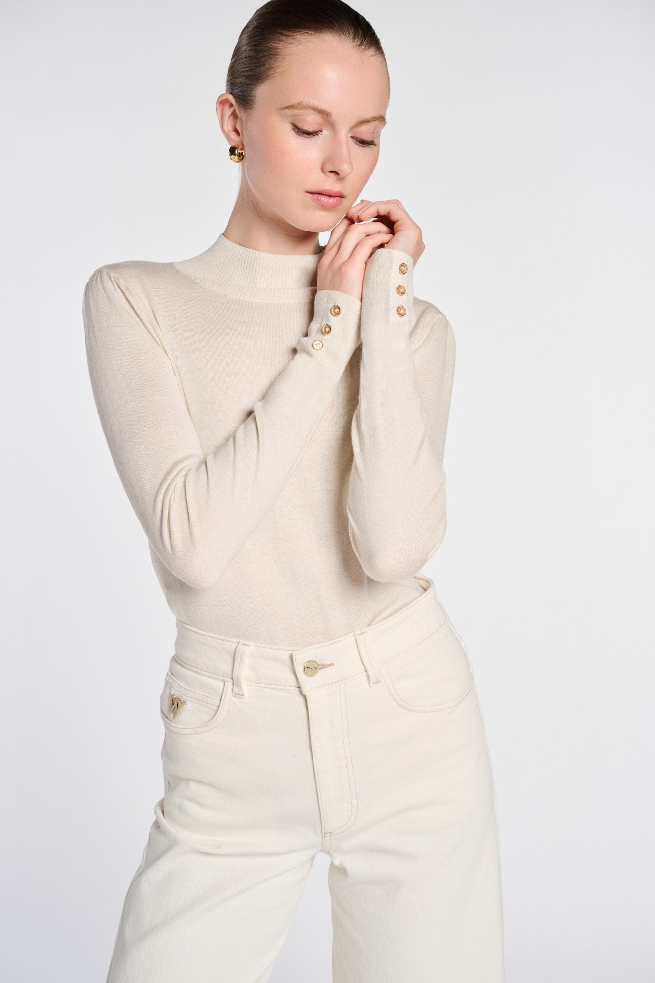 High-neck cashmere and silk sweater