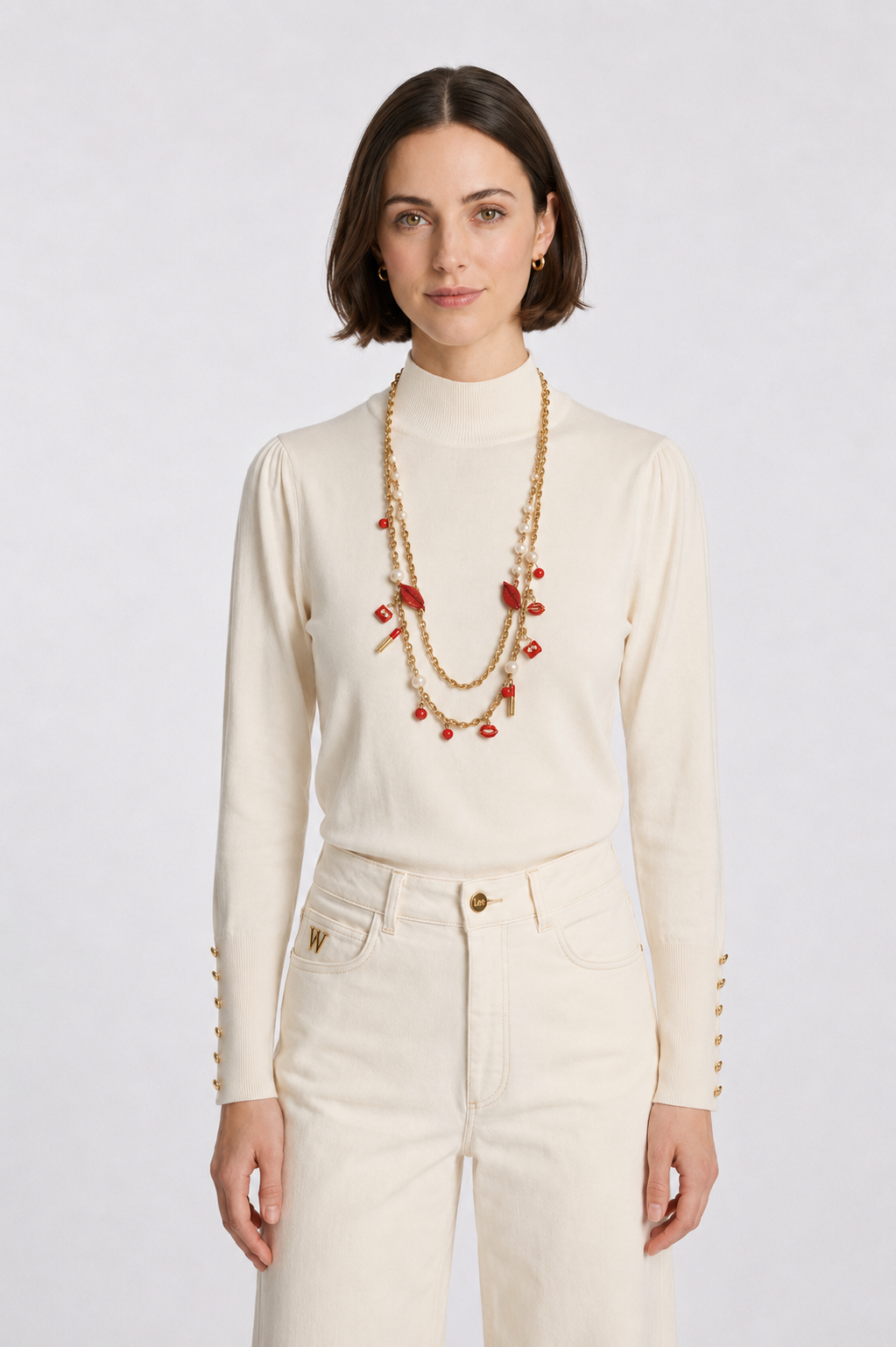 Long Necklace with Charms and beads