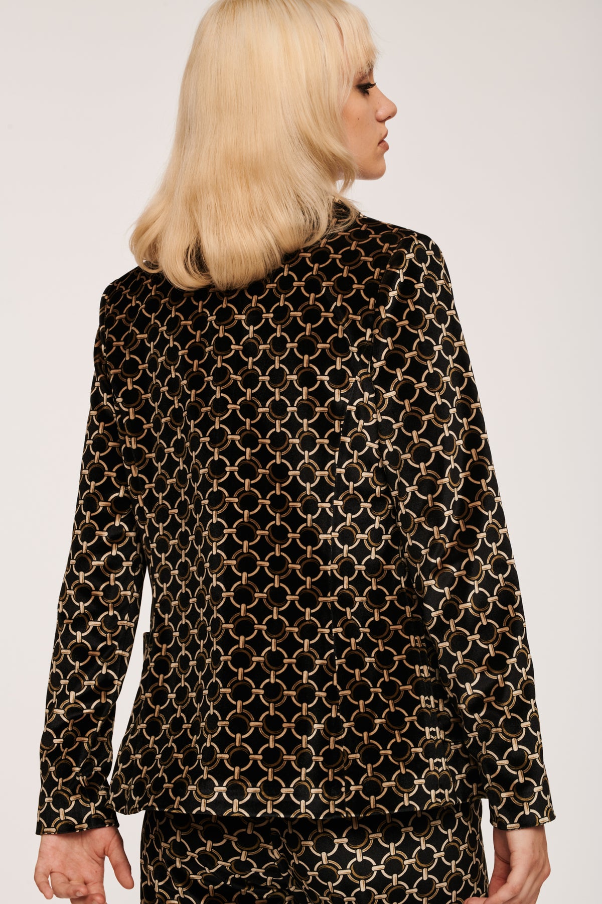 Veste blazer en velours imprimé chaîne