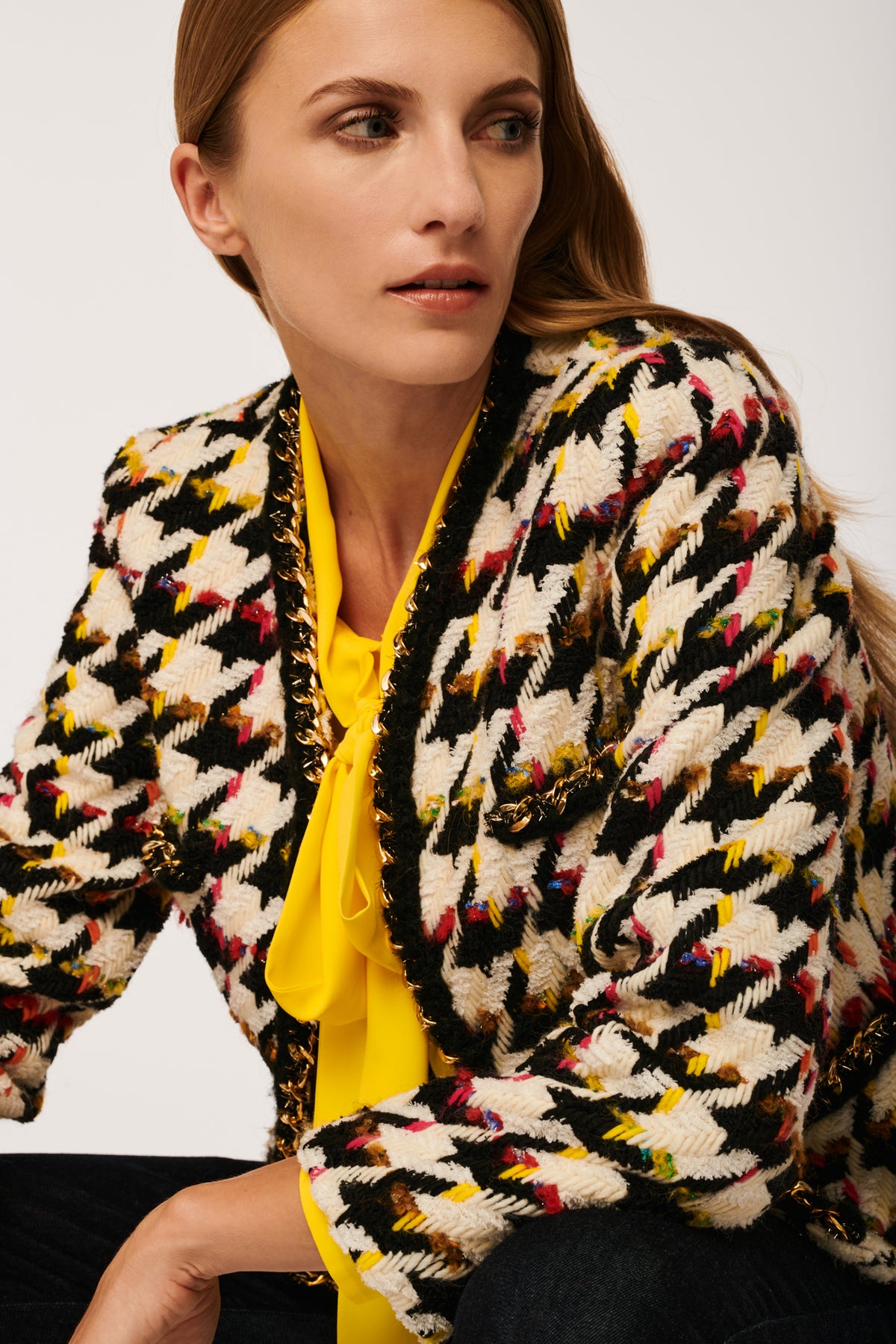 Veste en tweed pied-de-poule