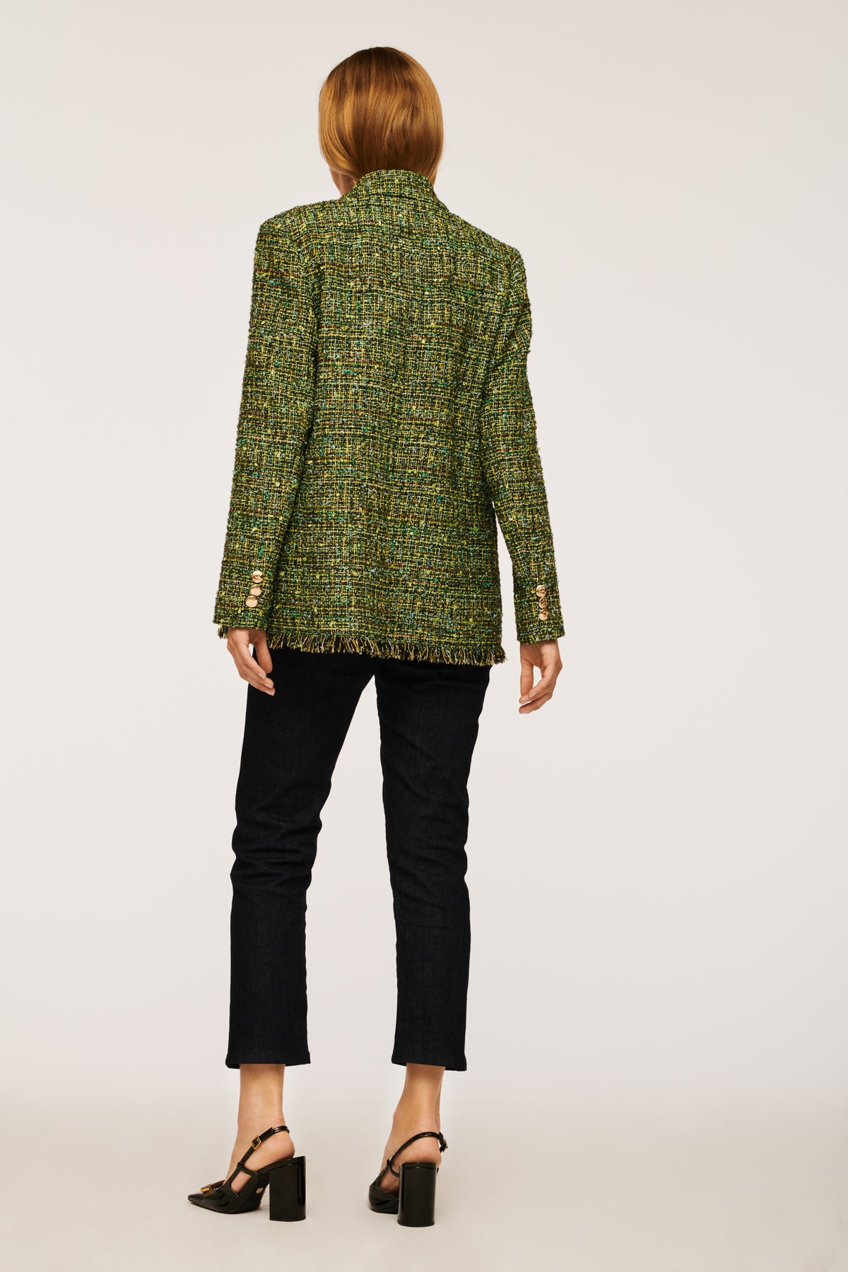Blazer en tweed frangé