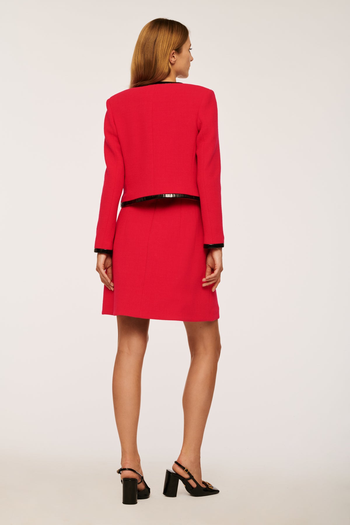 Veste en crêpe de laine et vinyle