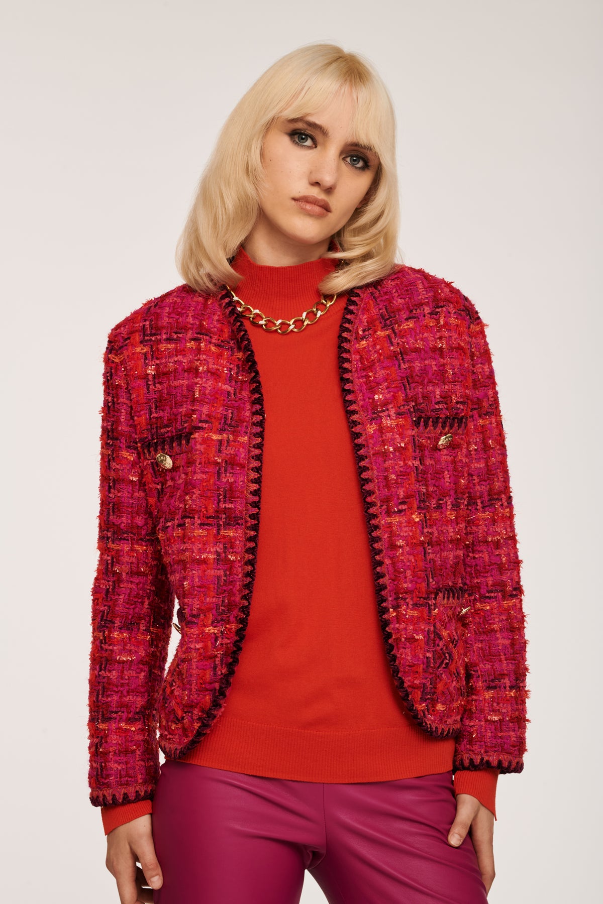 Veste en tweed à galon tressé