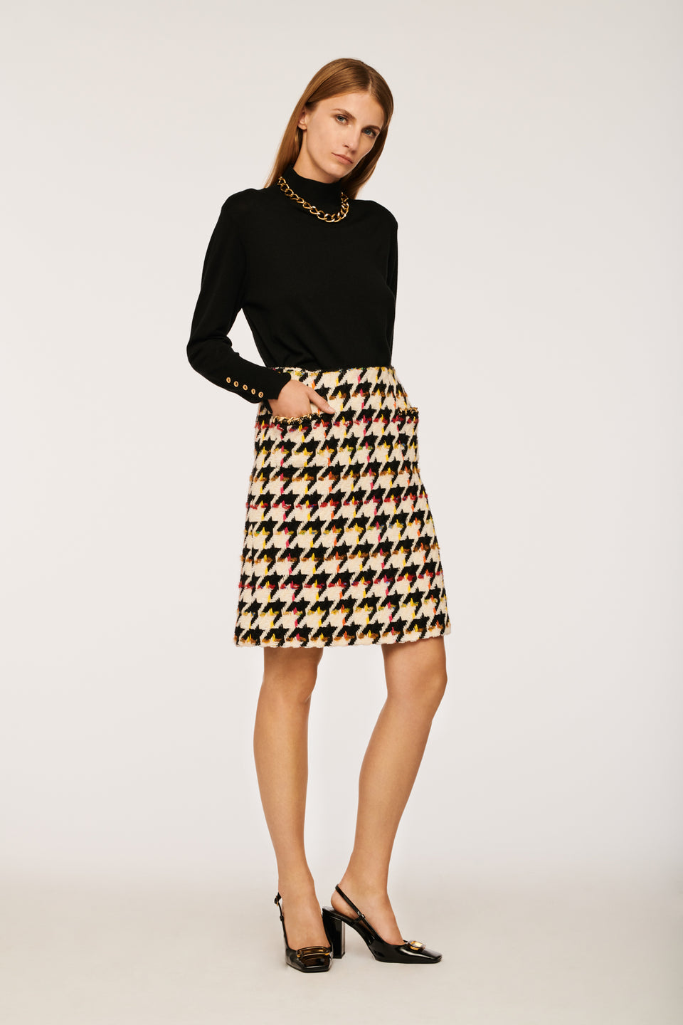 Jupe en tweed pied-de-poule