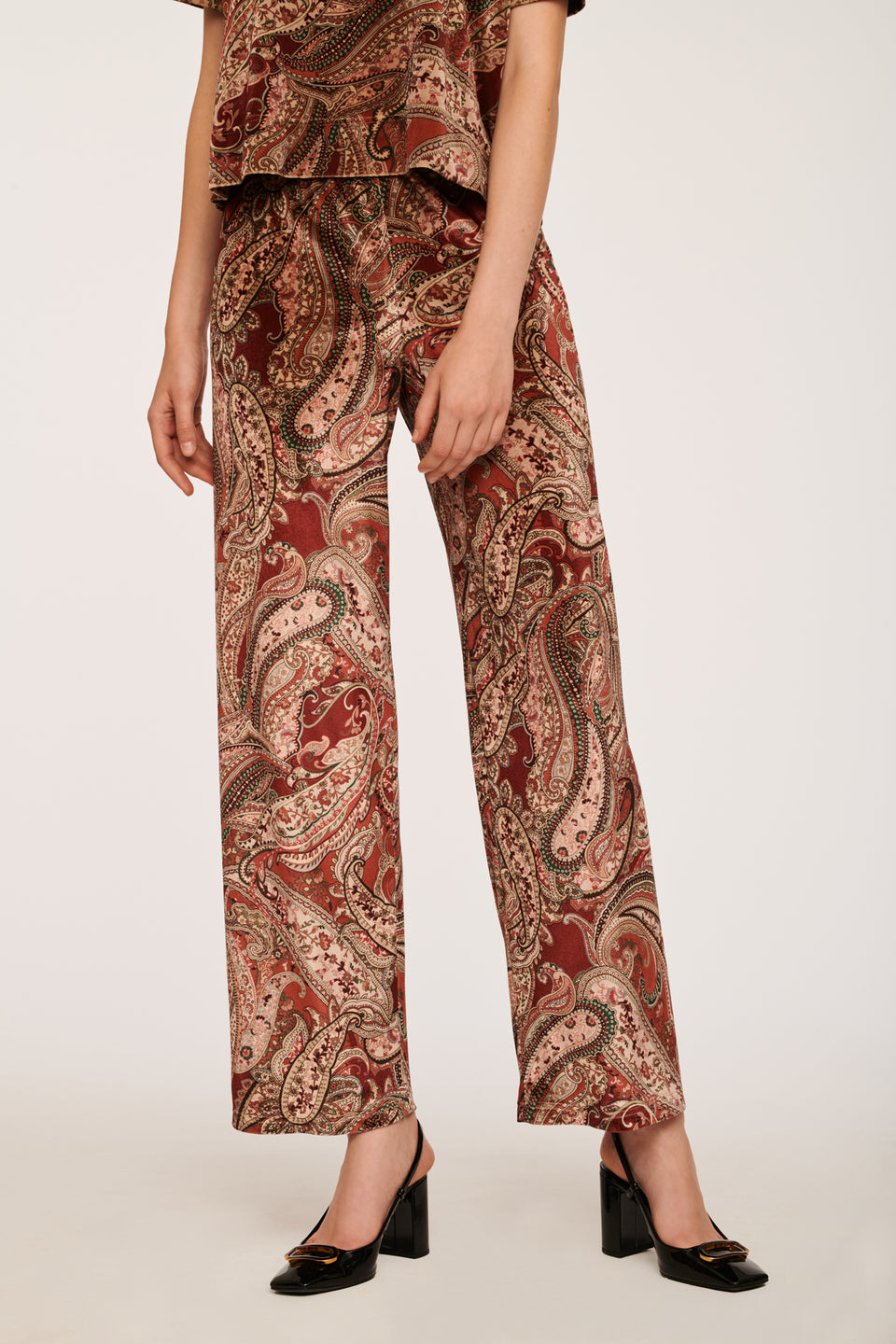 Pantalon en velours imprimé cachemire