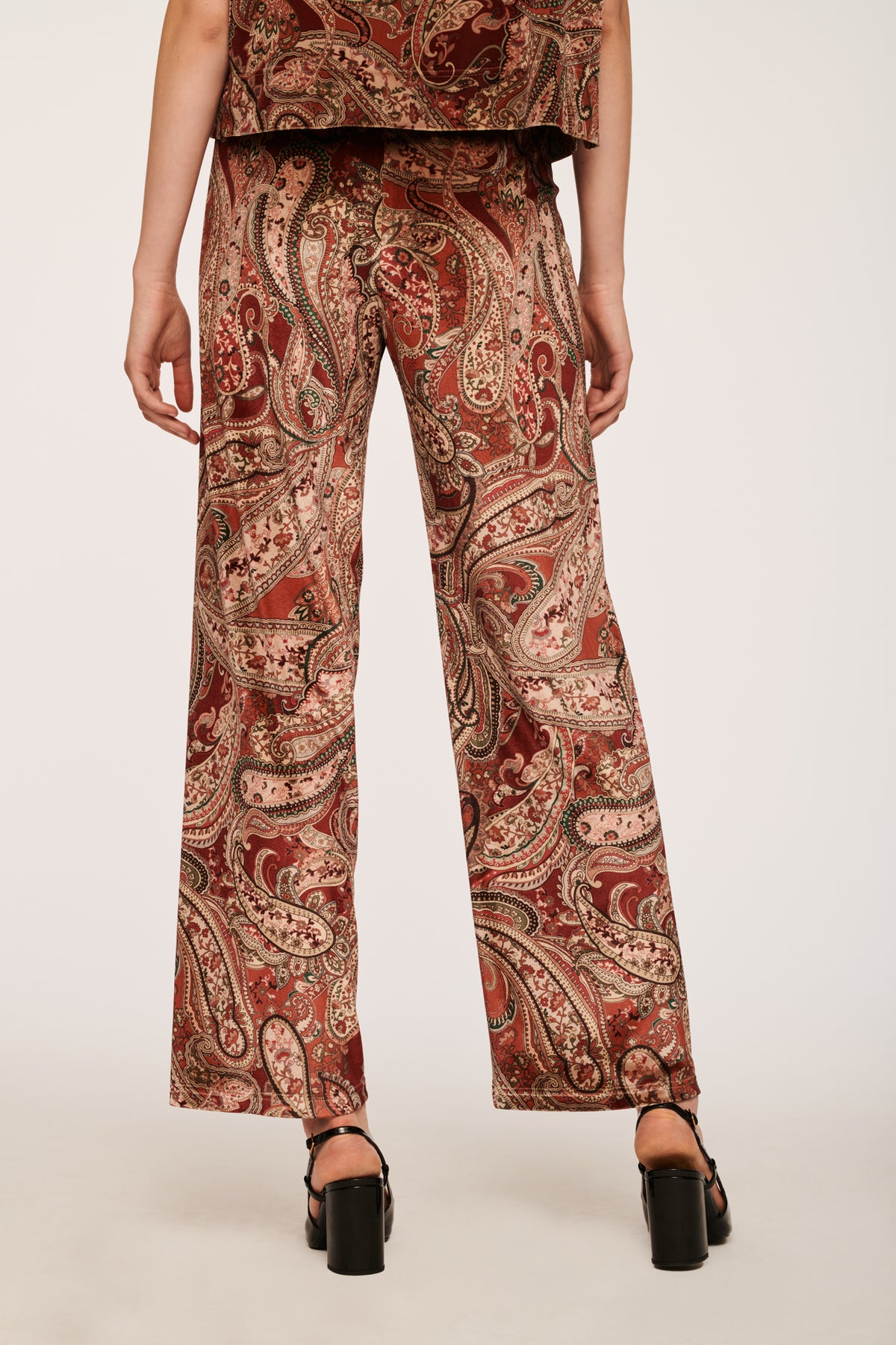Pantalon en velours imprimé cachemire