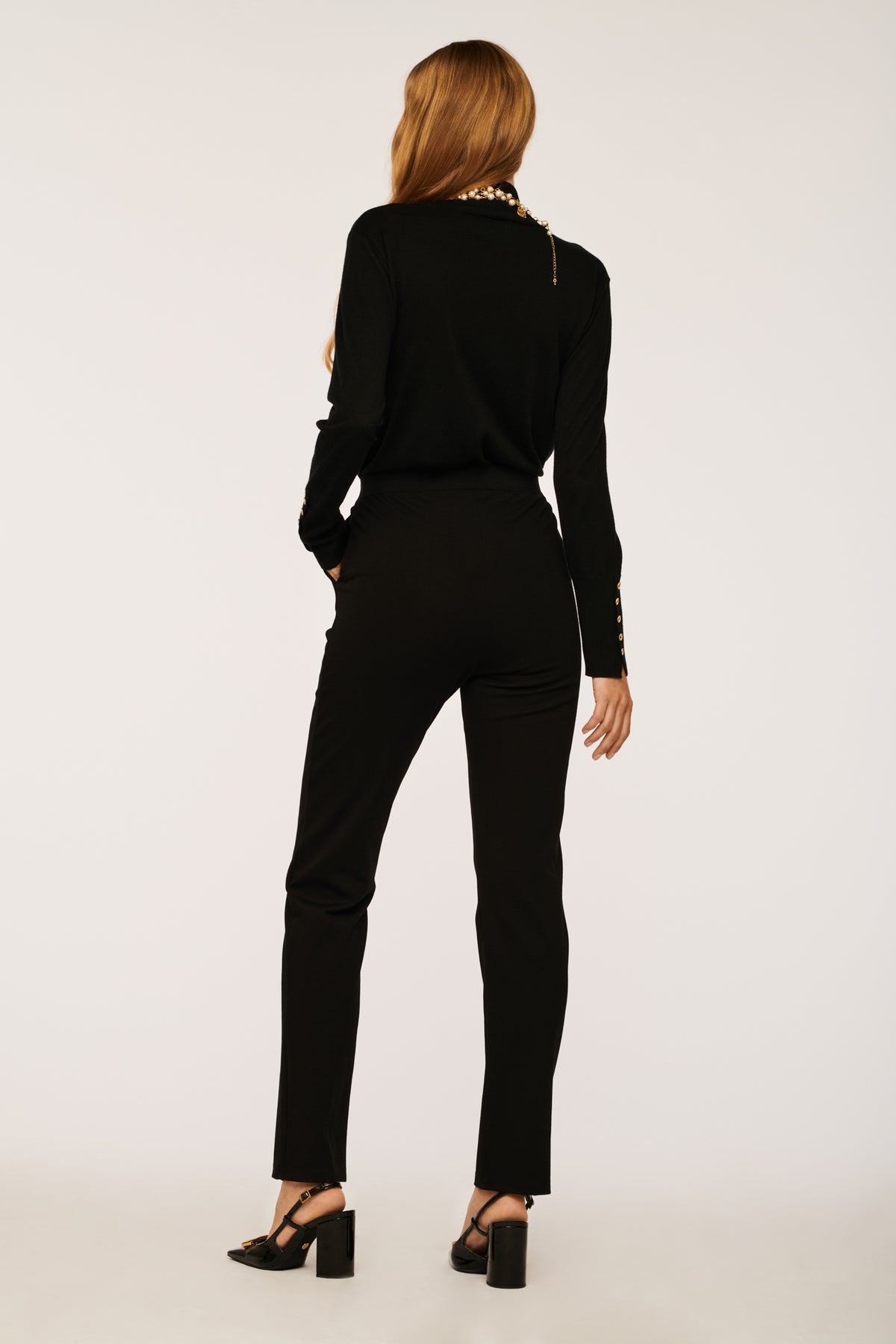 Pantalon cigarette élastiqué en jersey