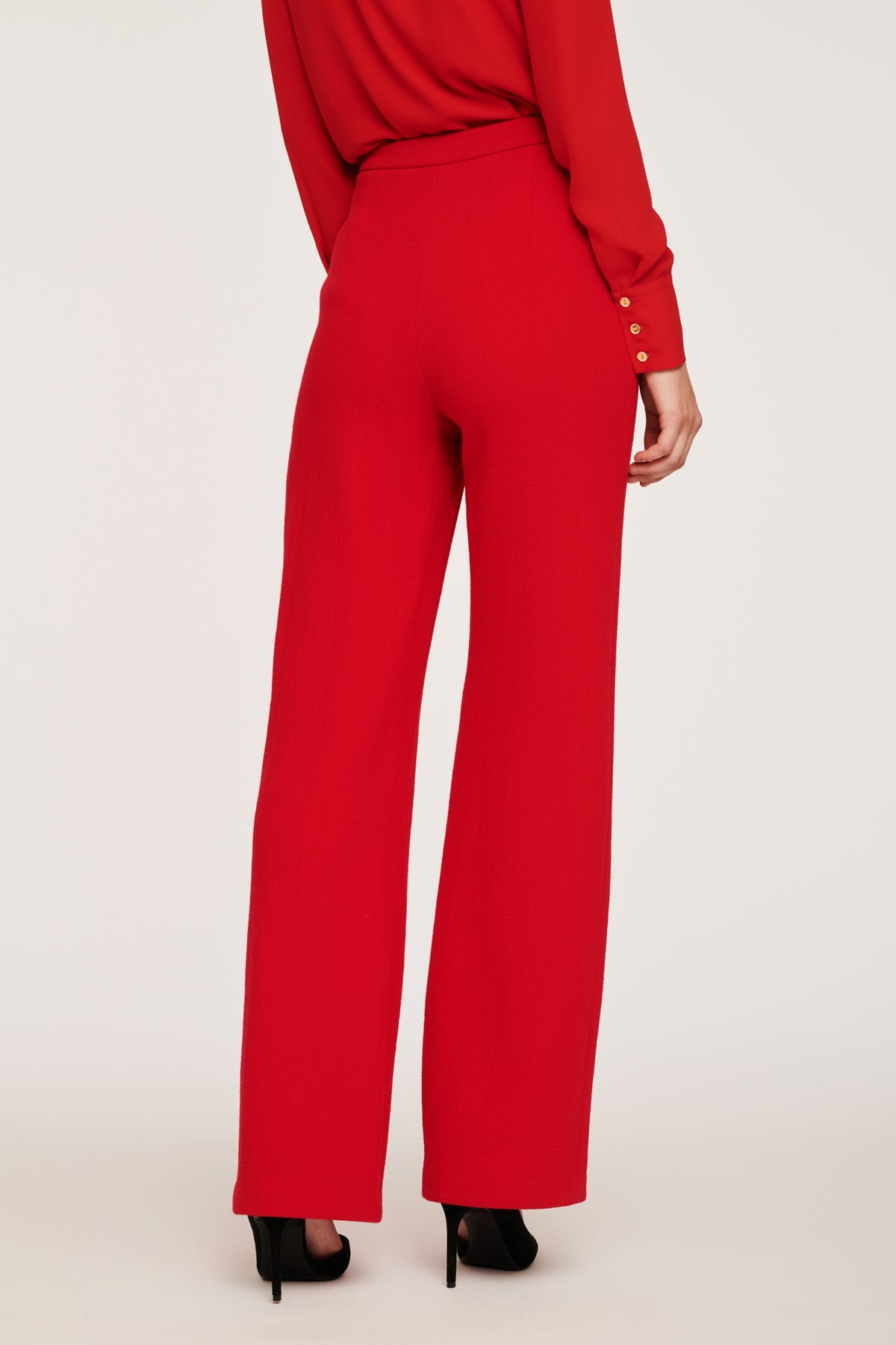 Pantalon large en crêpe de laine