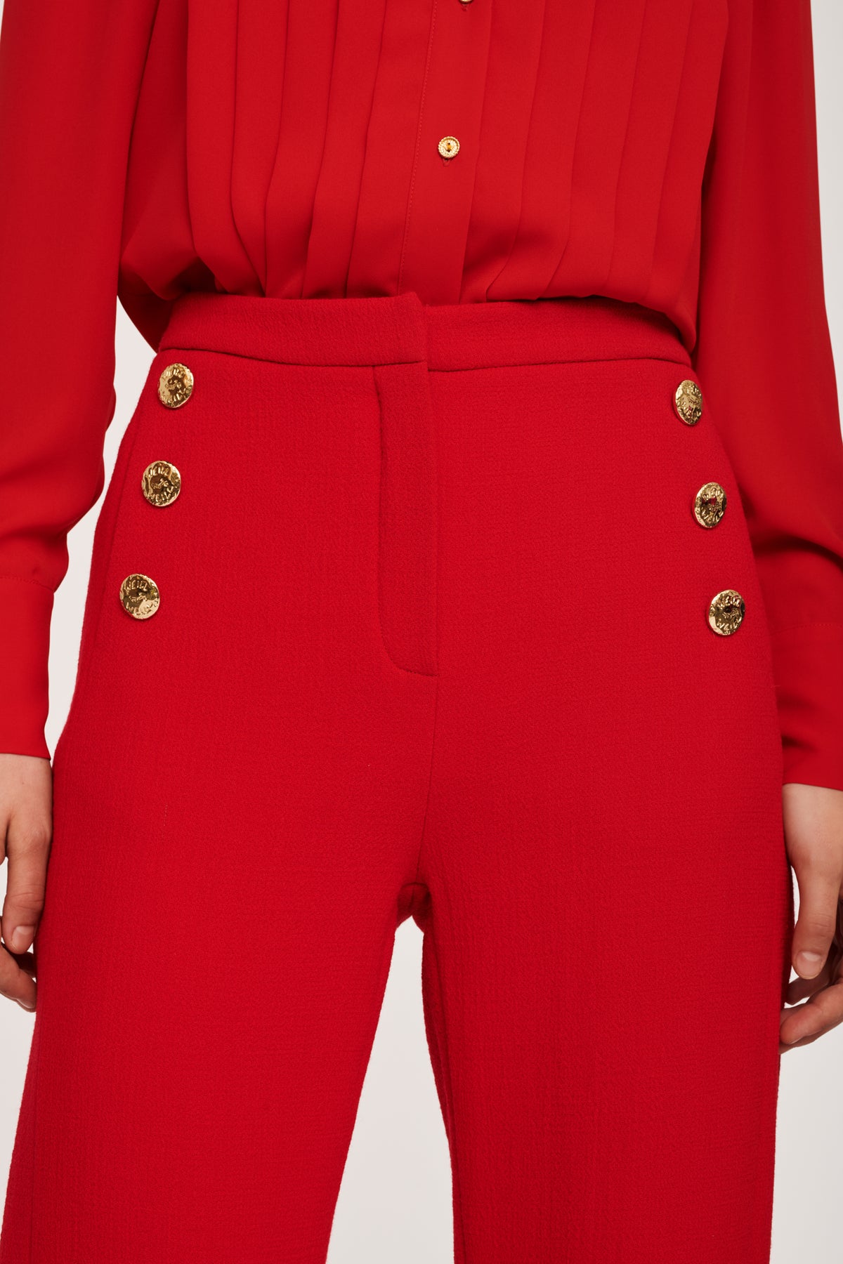 Pantalon large en crêpe de laine