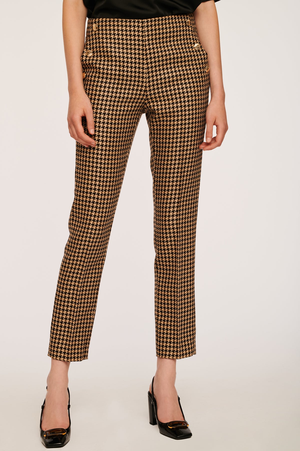Pantalon droit pied-de-poule