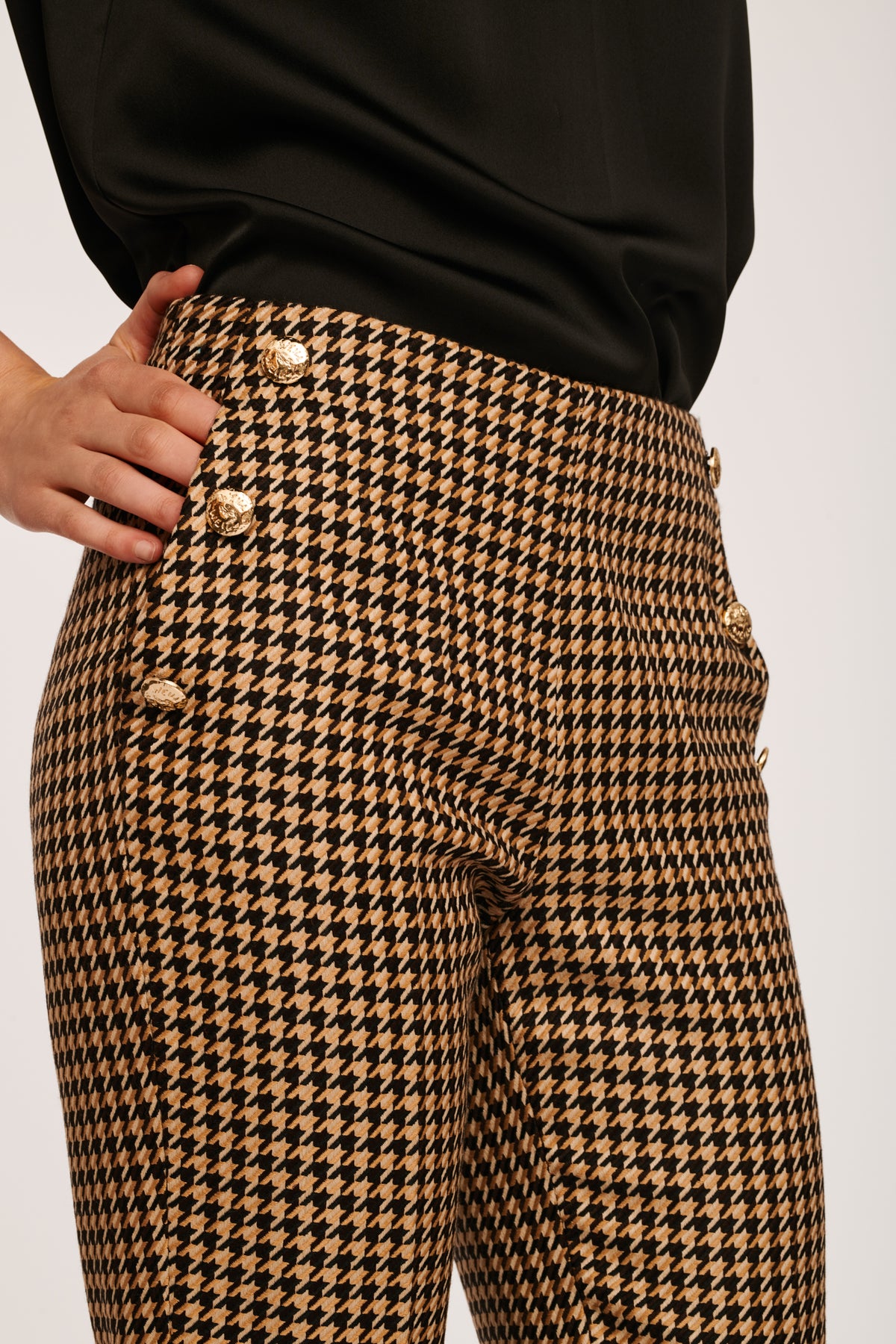 Pantalon droit pied-de-poule