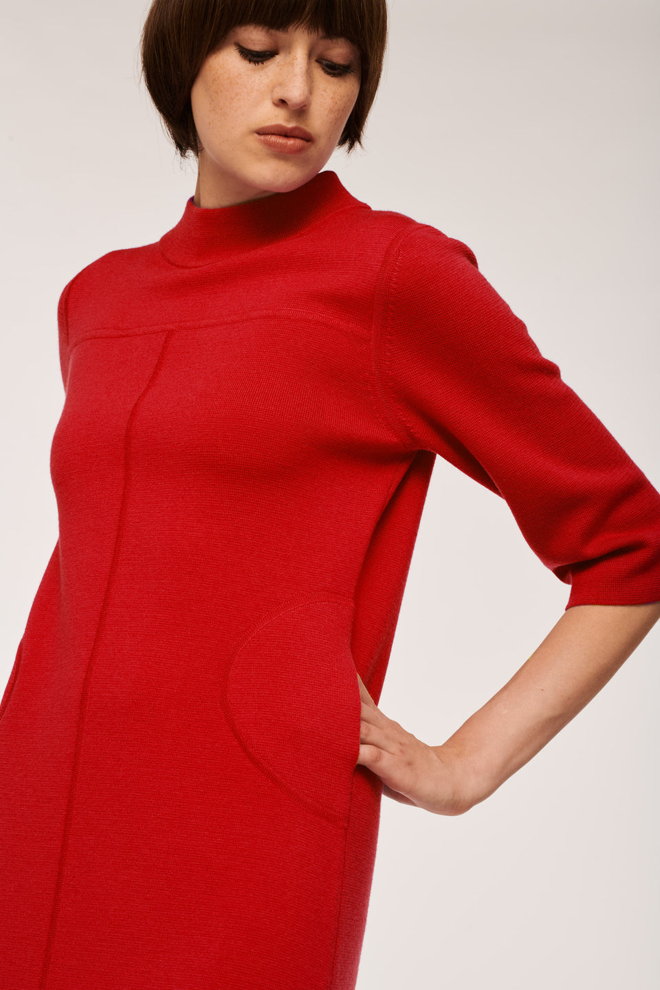 Robe en maille col montant