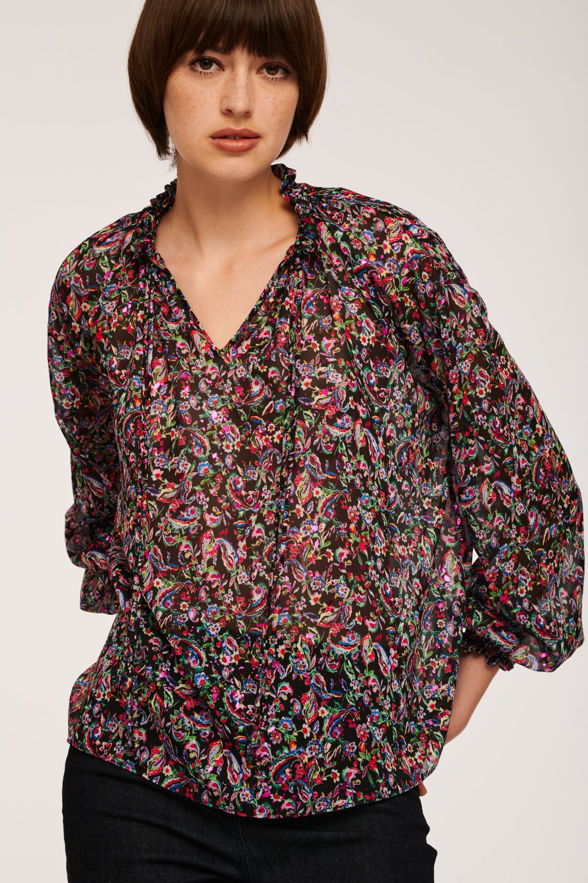 Blouse fluide imprimée esprit bohème