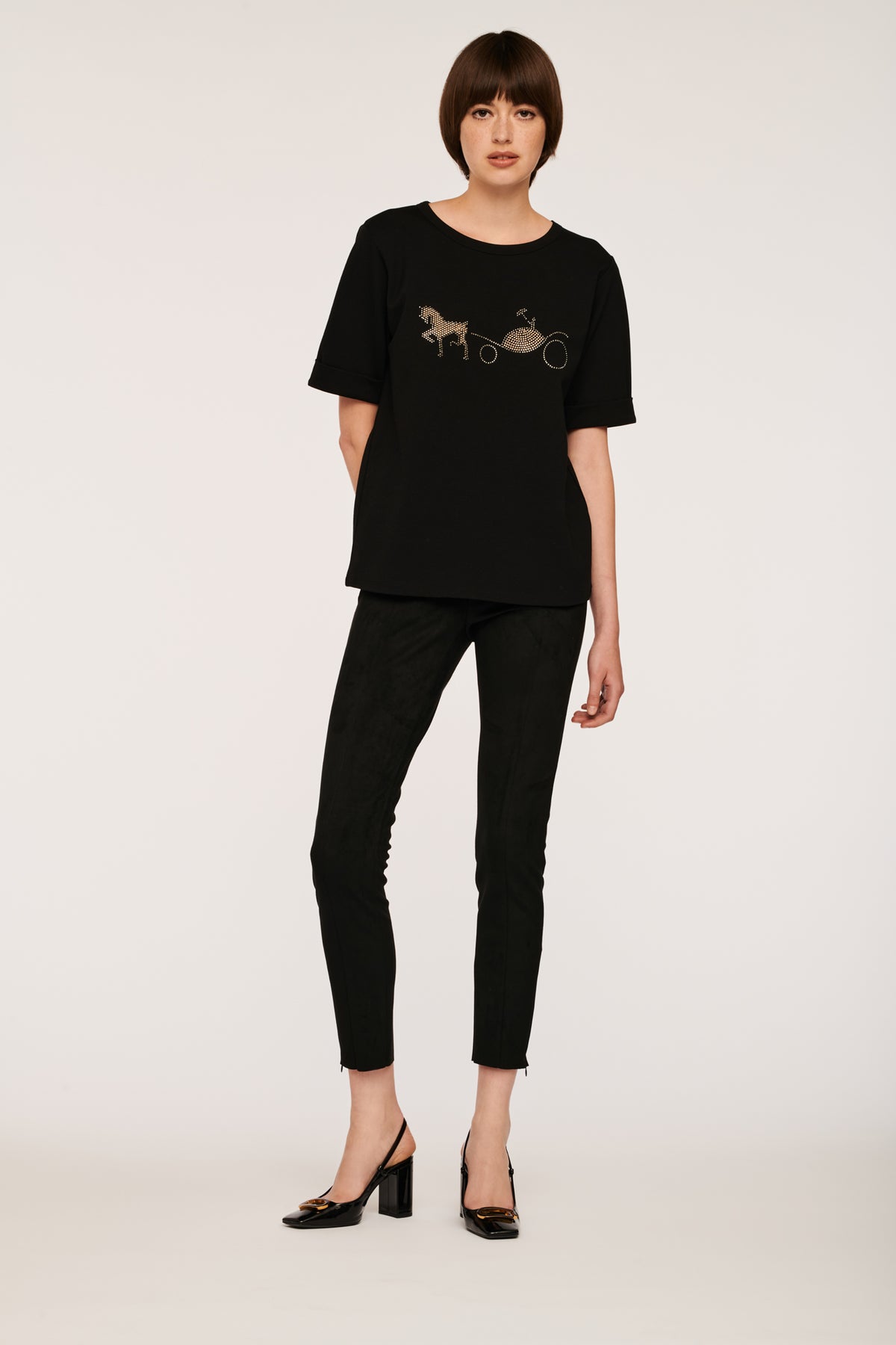 T-shirt logo strass et studs