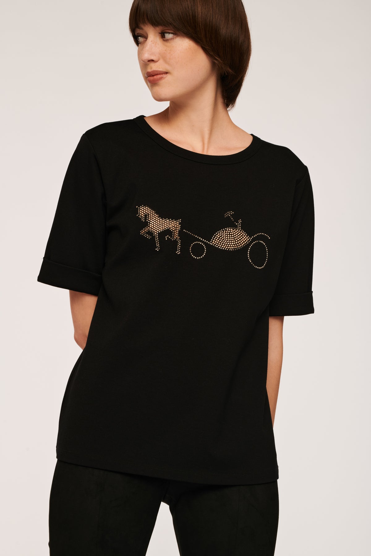 T-shirt logo strass et studs