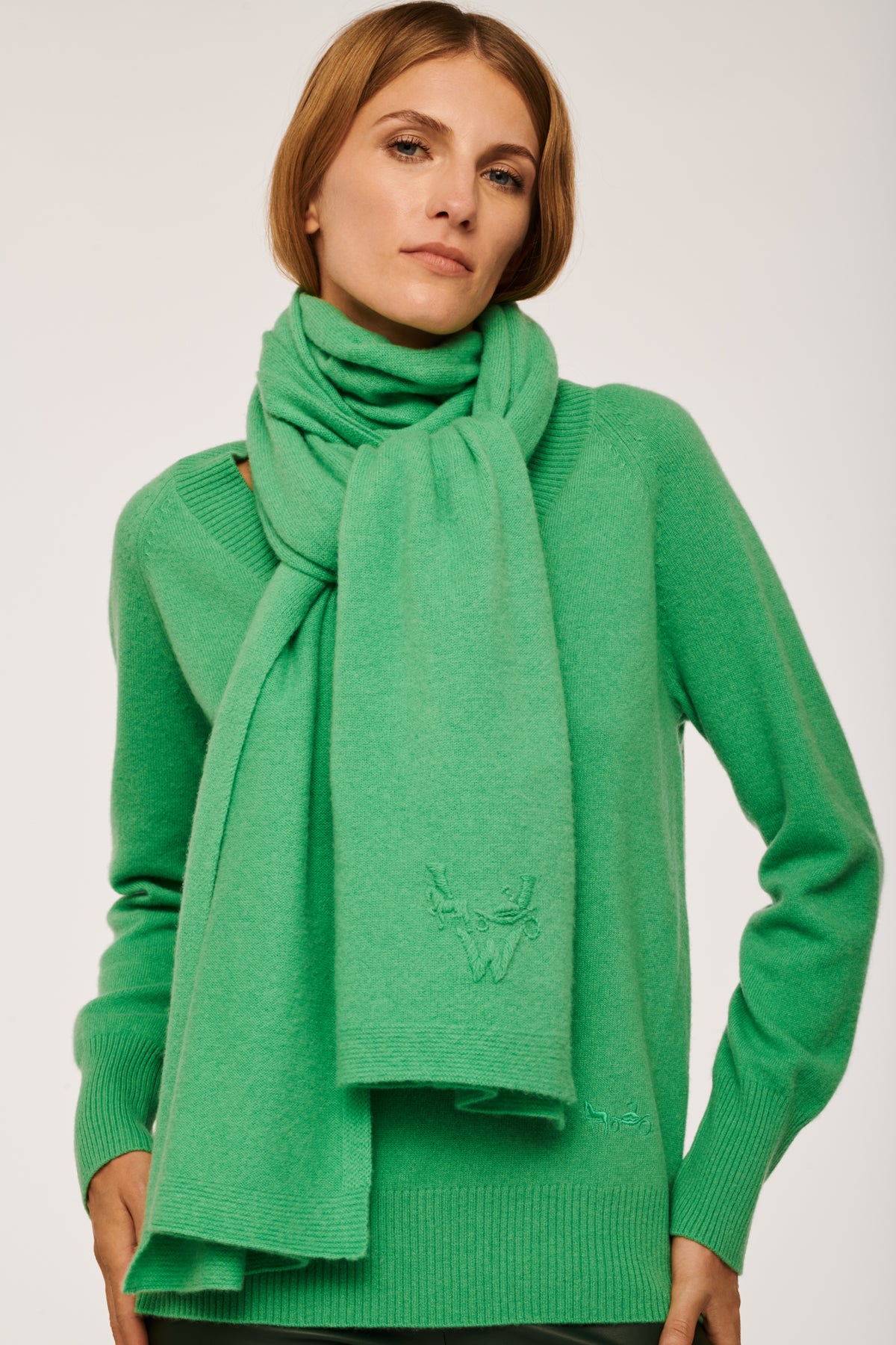 Grande écharpe en cachemire verte