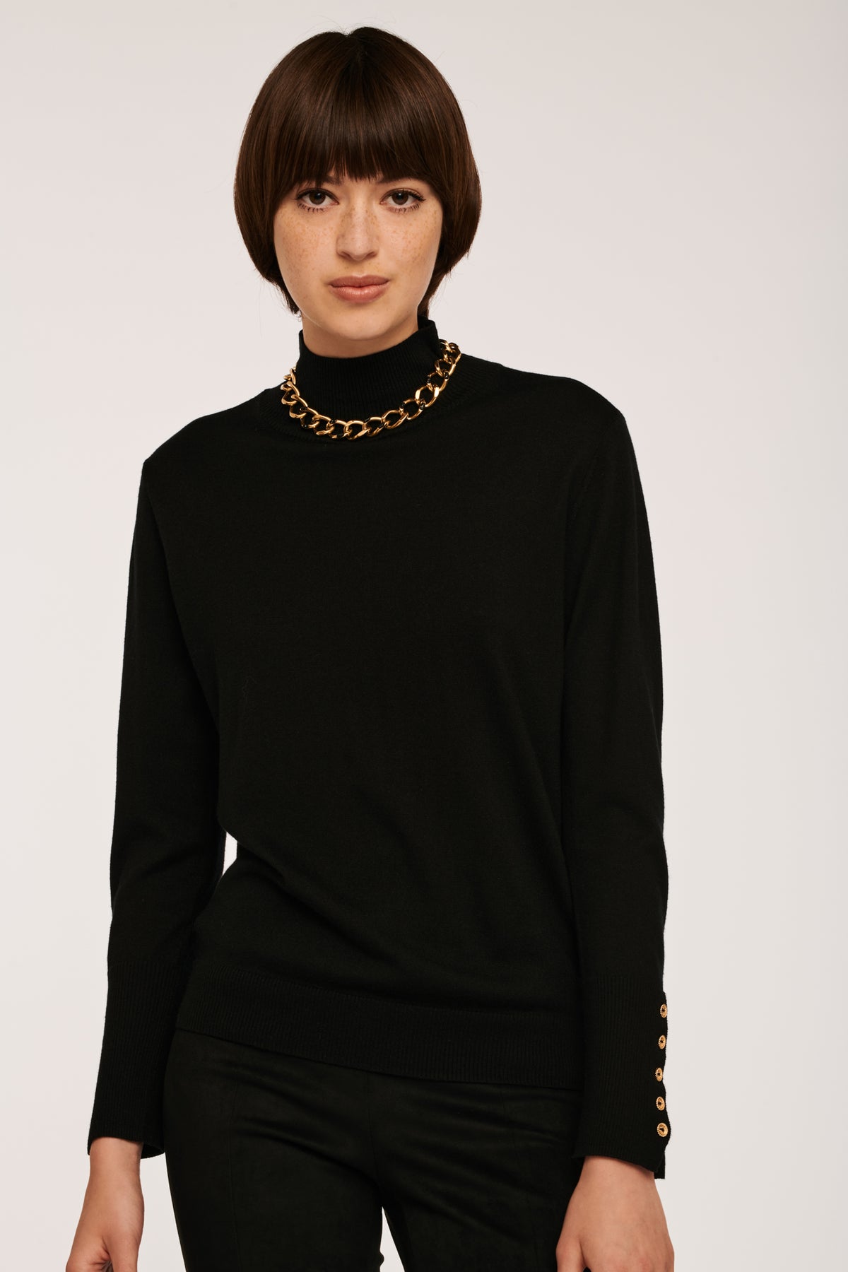 Pull col montant en soie et cachemire