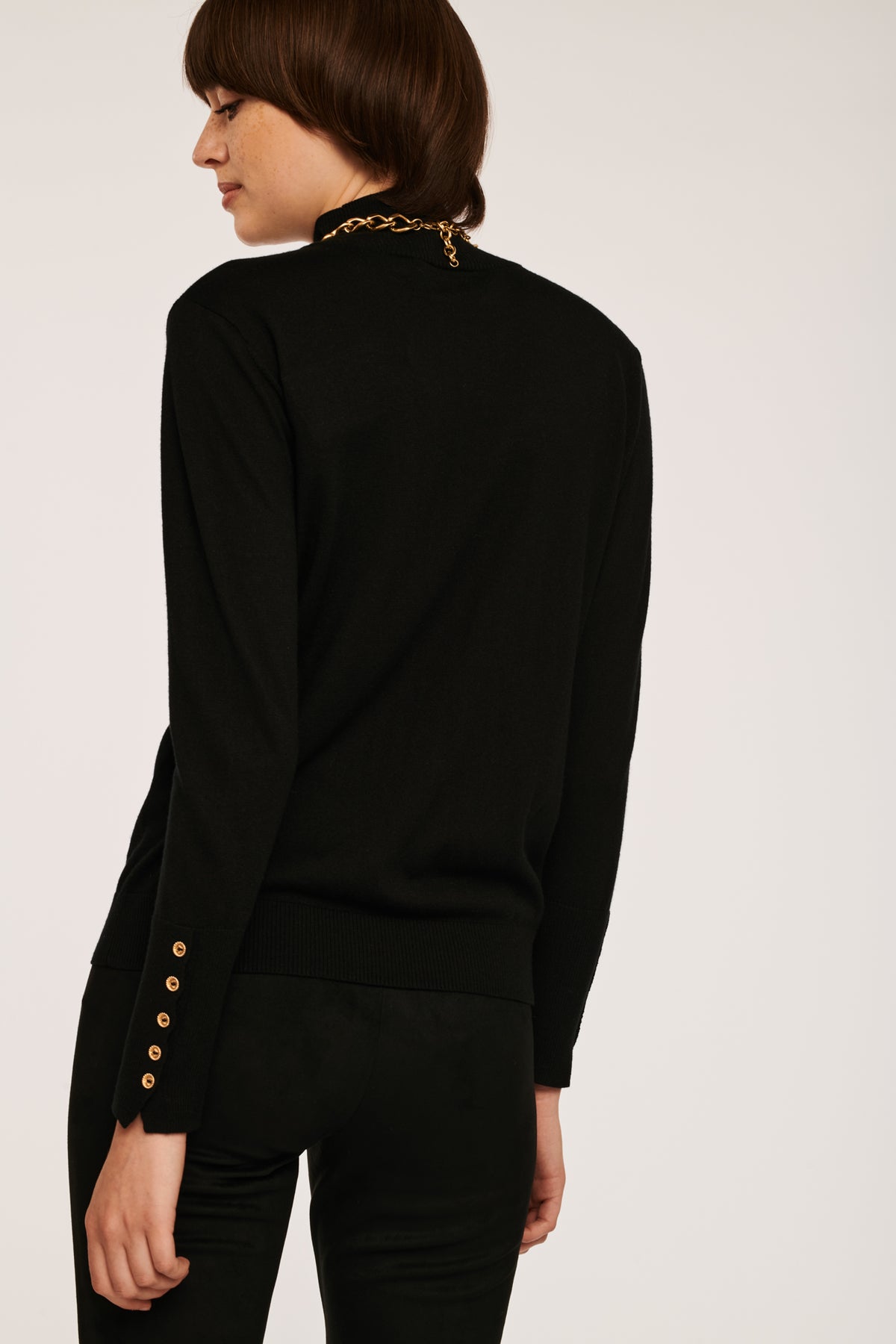 Pull col montant en soie et cachemire