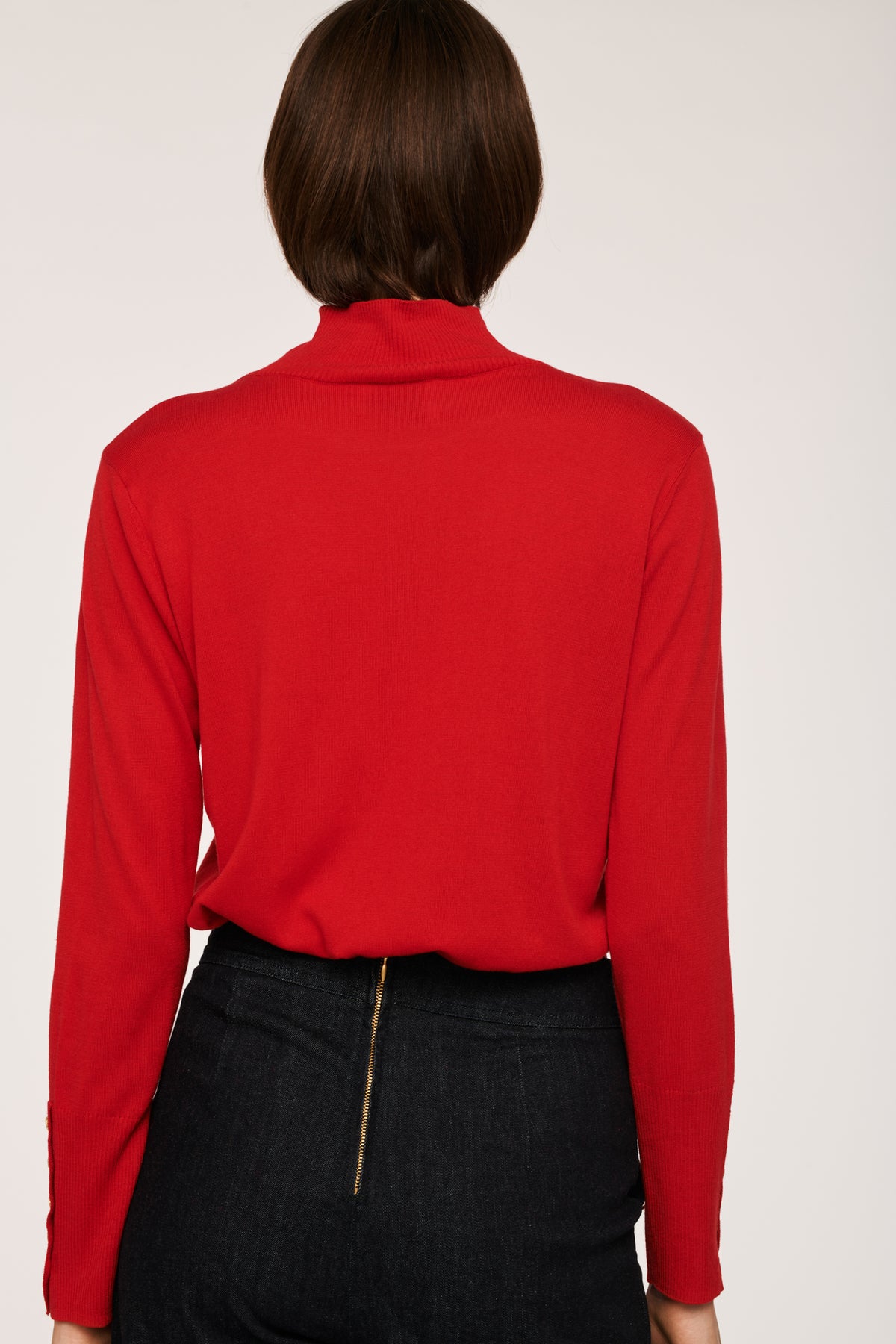 Pull col montant en soie et cachemire