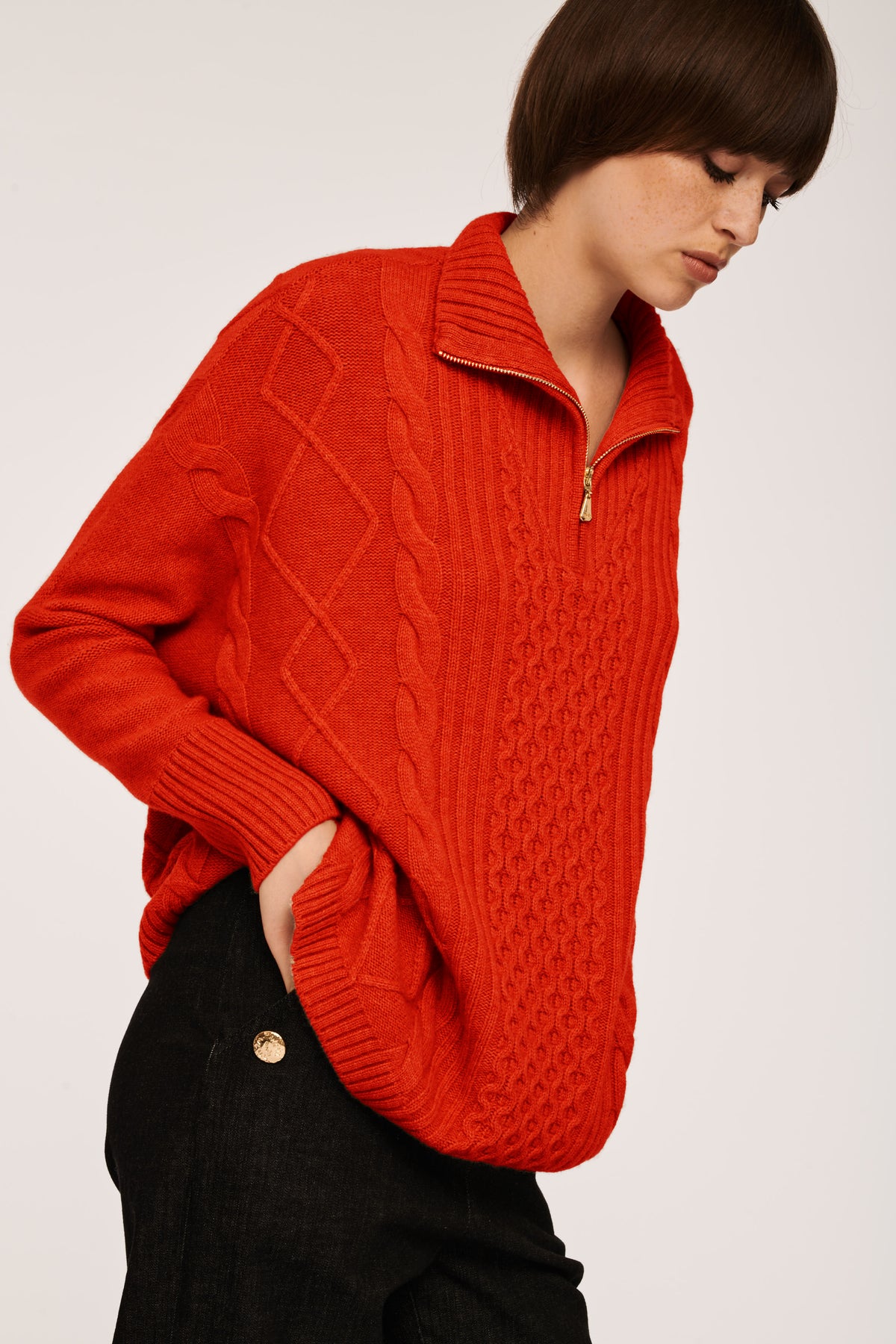 Pull en maille torsadée
