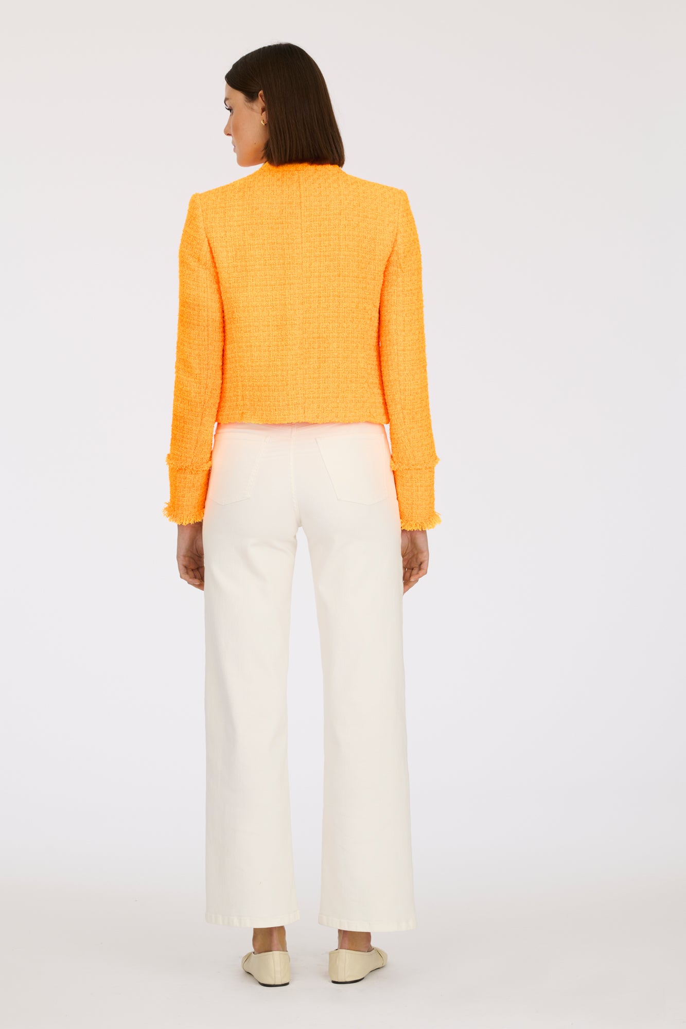 Tweed jacket with officer's collar